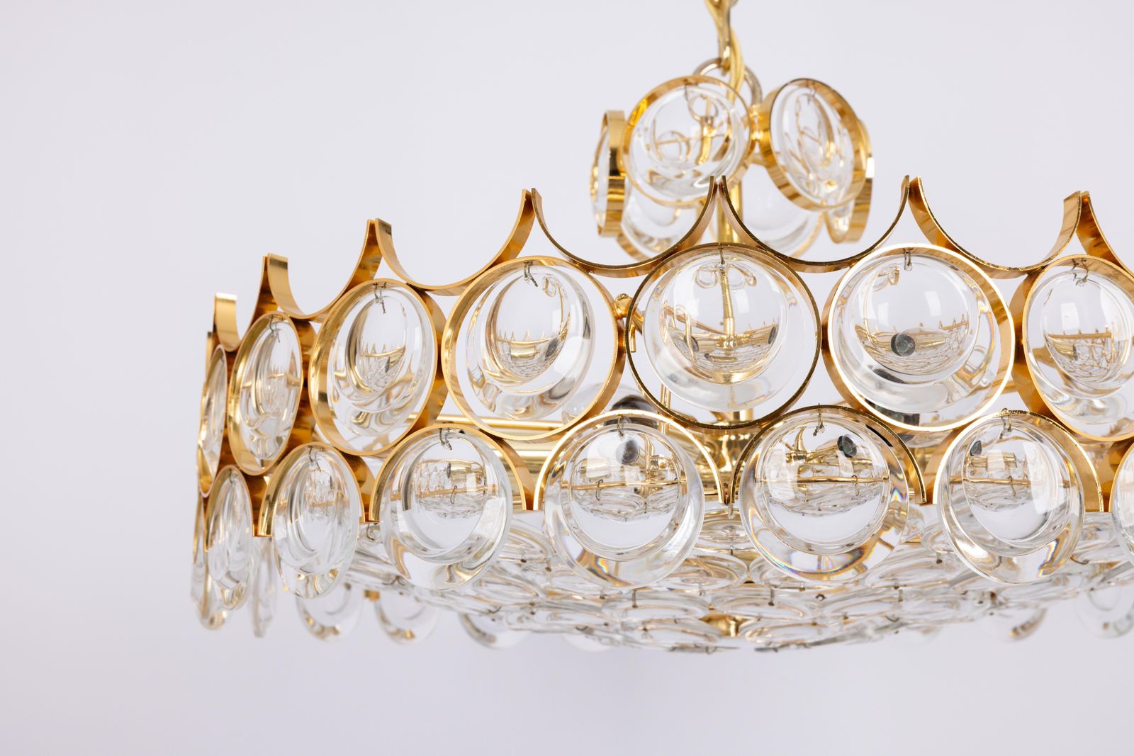 Lighting Large Gilt Brass Crystal Chandelier By Palwa, Sciolari Design, Germany, 1970s photo