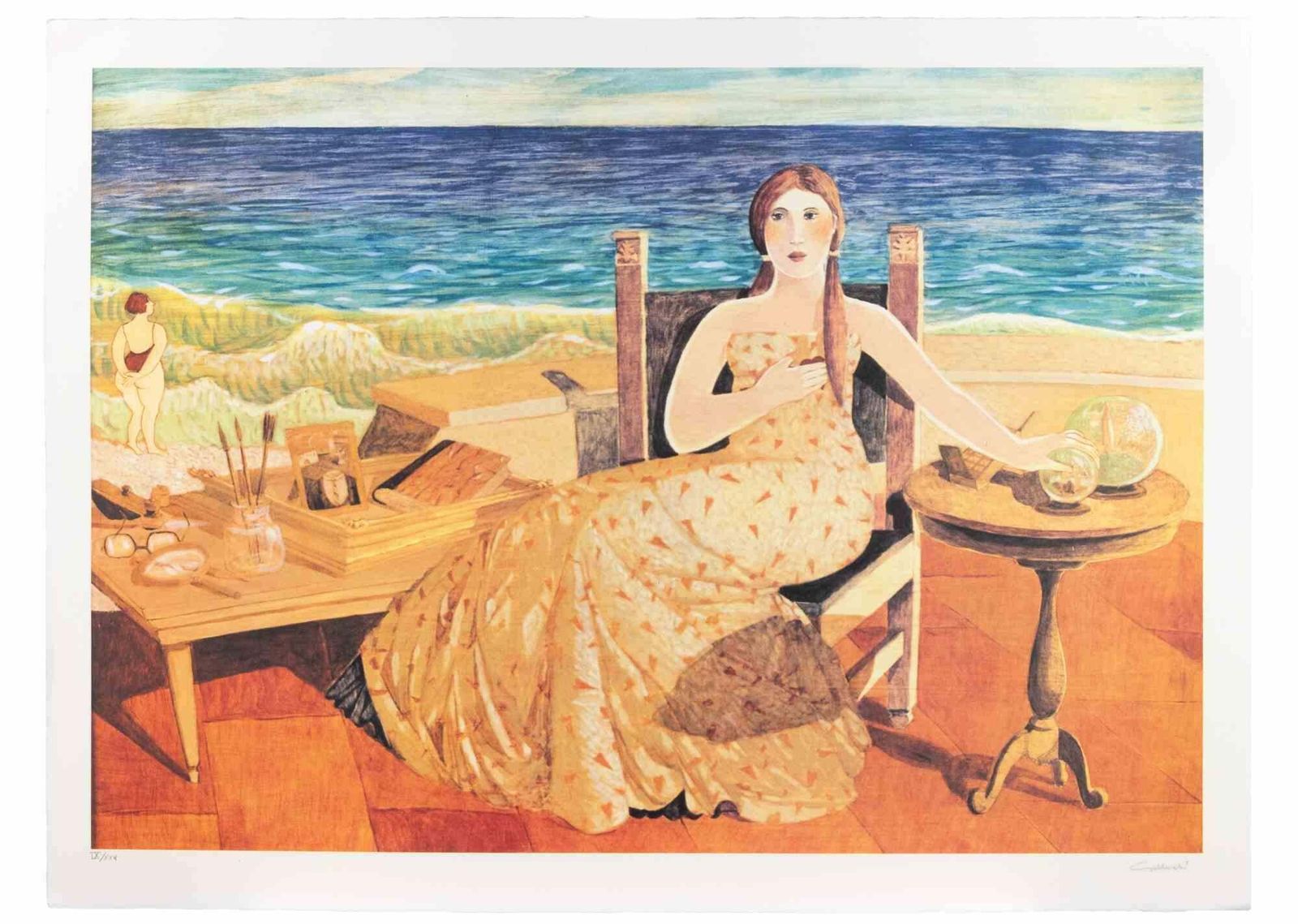 Alberto Galleratiat The Beach   Lithograph By Alberto Gallerati   1990s1990s photo furniture
