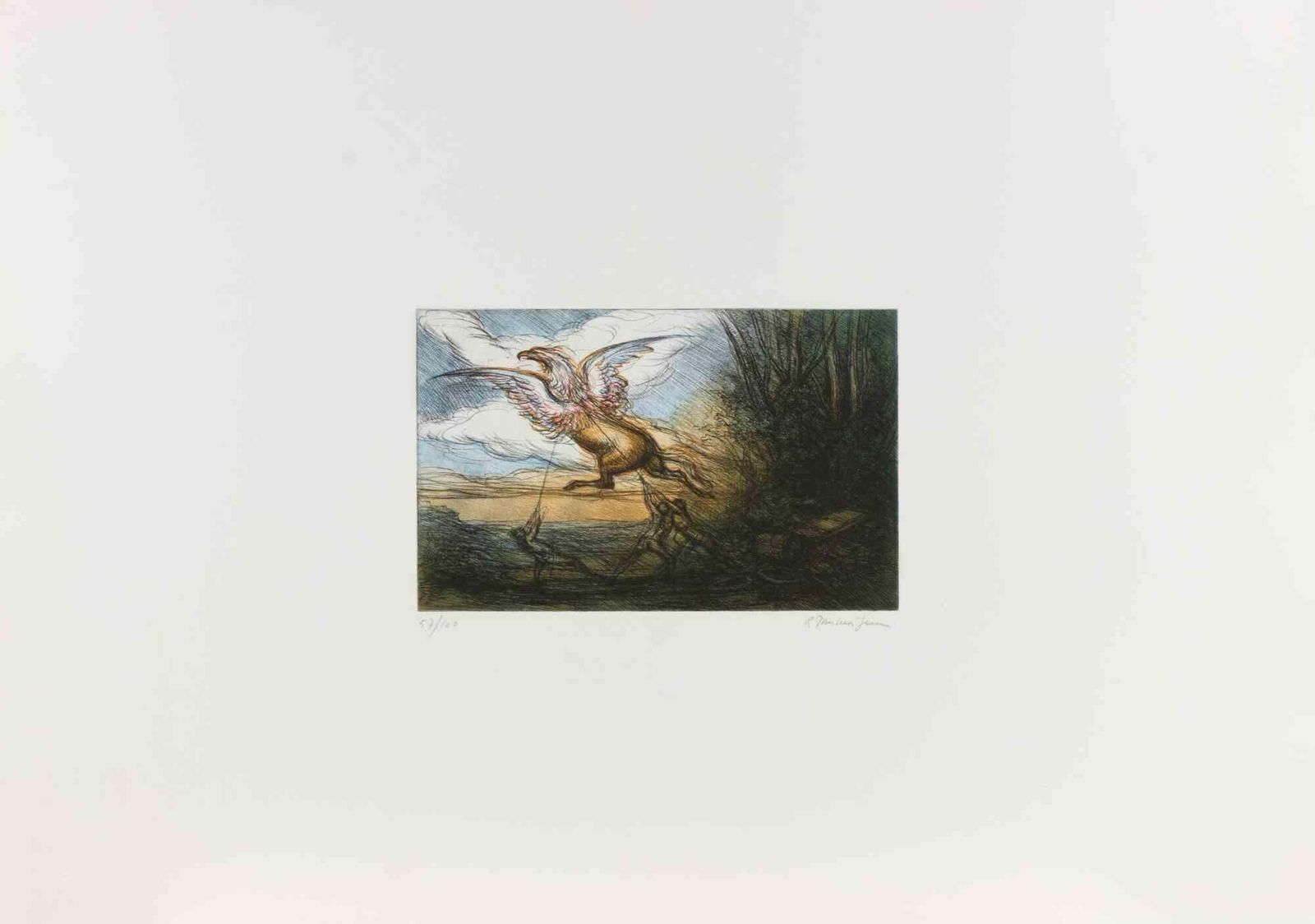 Riccardo Tommasi Ferronithe Capture Of The Griffin   Etching By Tommasi Ferroni   1970s1970s
