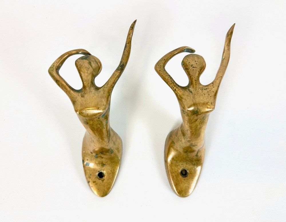 Mid Century Modern Bronze Ballerina Wall Hook, 1970s, Set Of 2 photo furniture