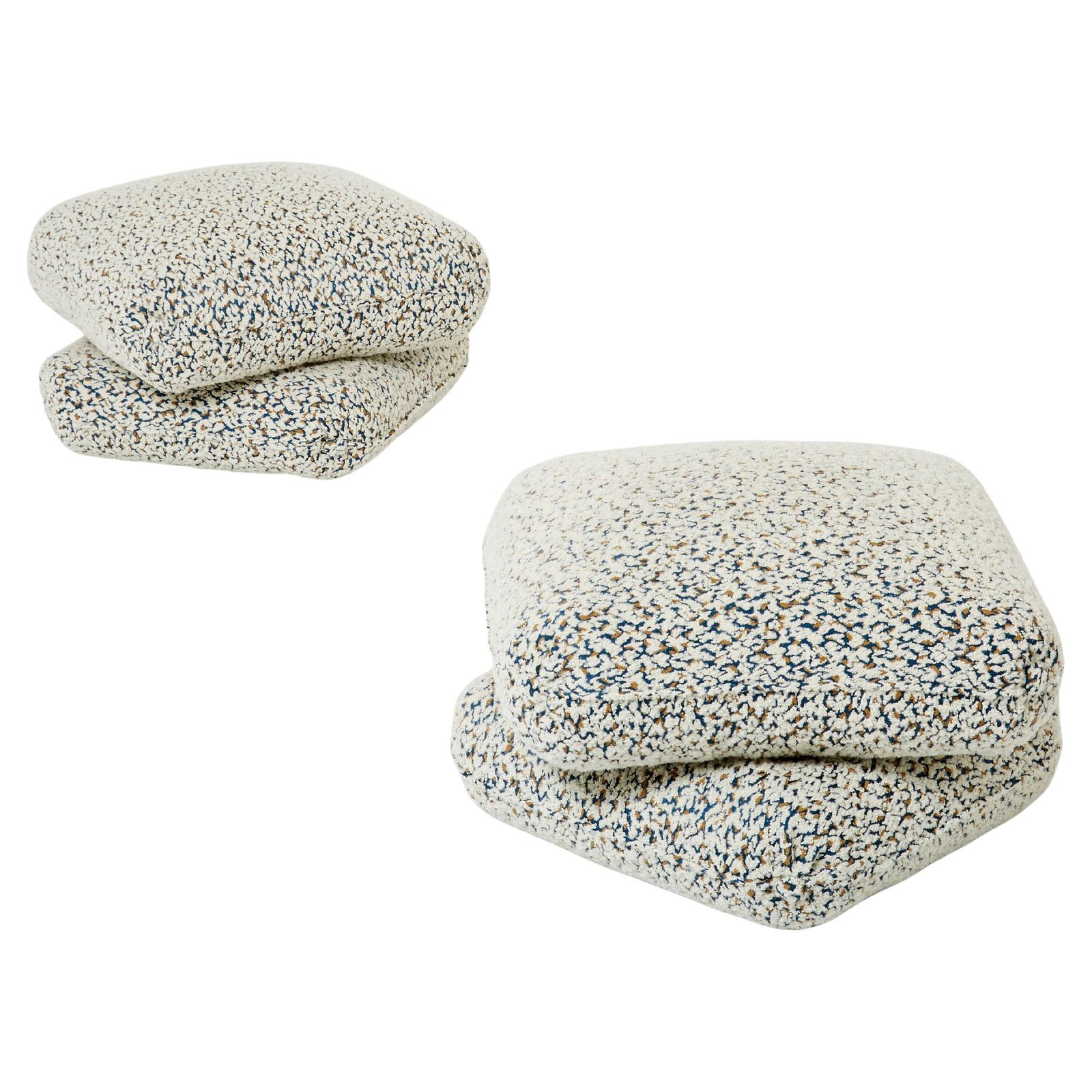 Jacques Charpentier Pair Of Ottomans Stools Alpaca Bouclé Maison Jansen 1970s