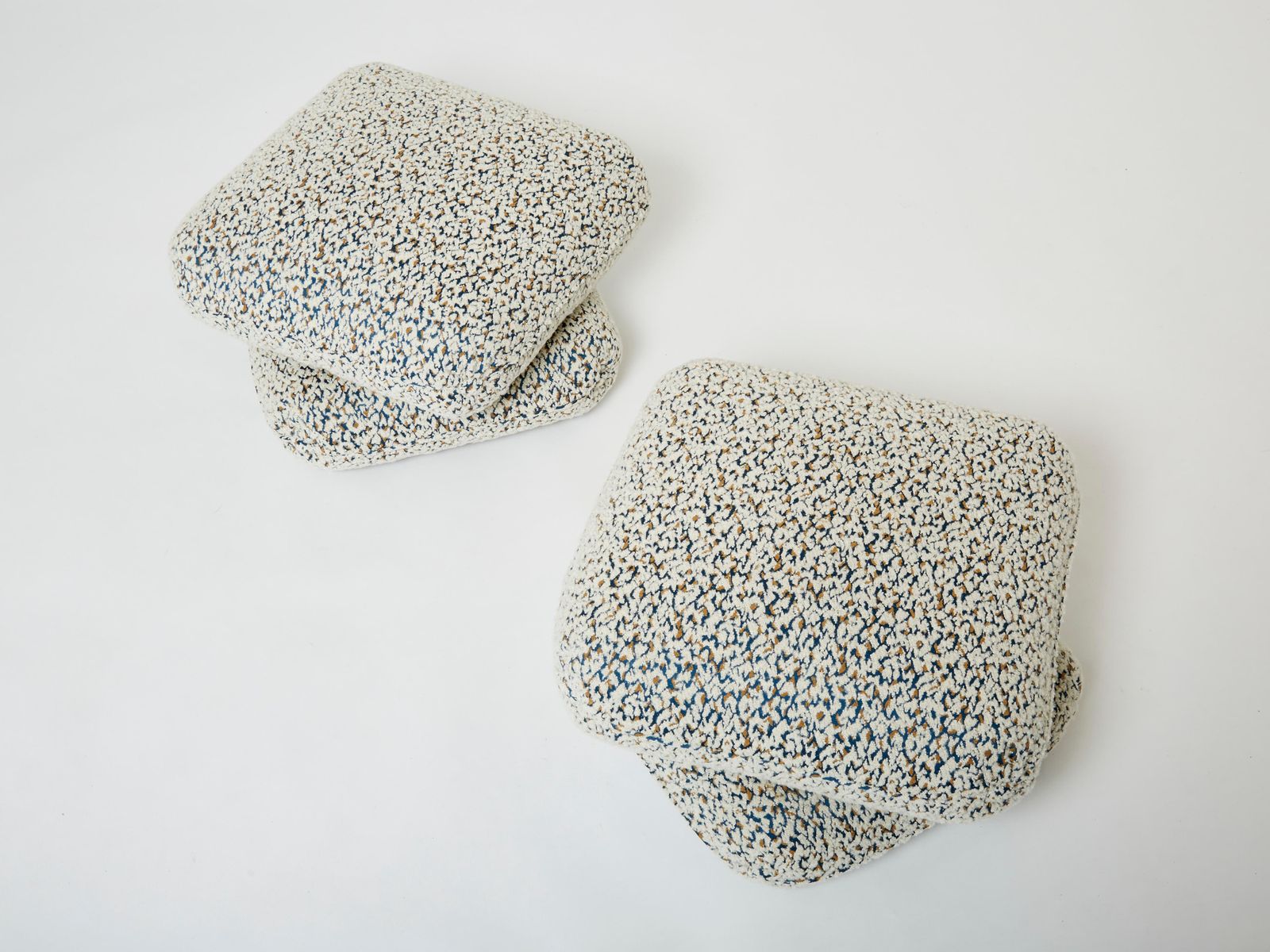 Jacques Charpentier Pair Of Ottomans Stools Alpaca Bouclé Maison Jansen 1970s photo for sale