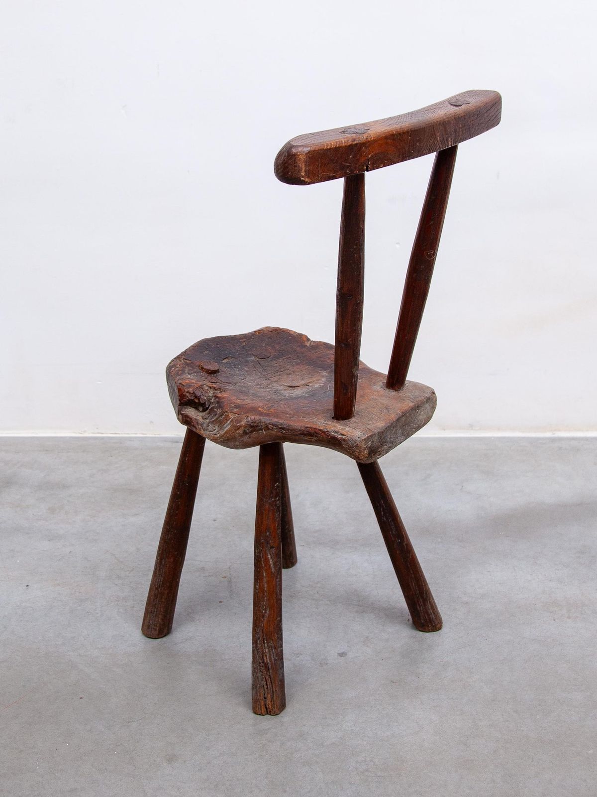 Brutalist Country Style Solid Wooden Chairs Hand Crafted 19th Century Auvergne photo vintage
