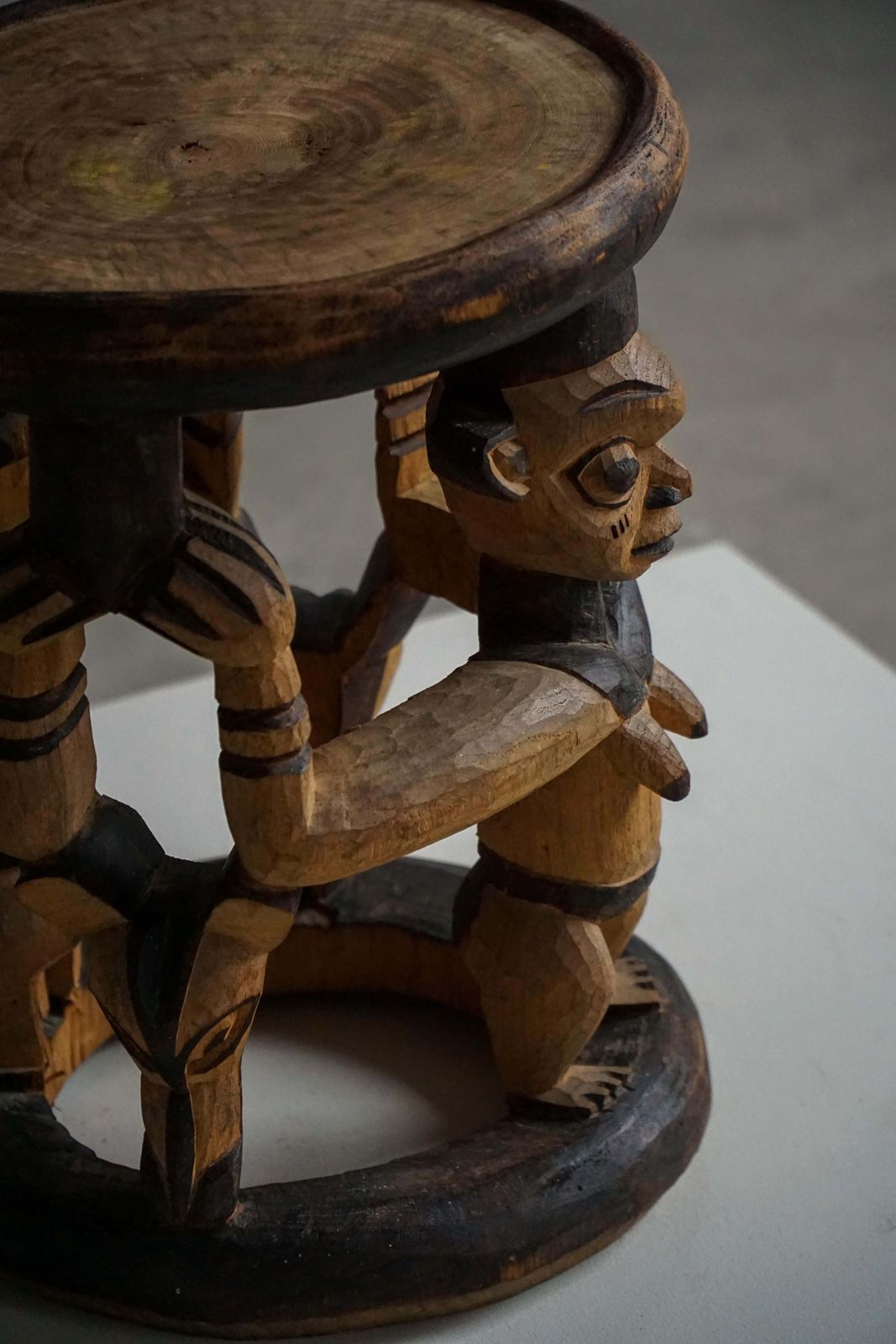 Decorative Carved African Hardwood Stool / Tribal Art Piece, Mid 20th Century photo buy