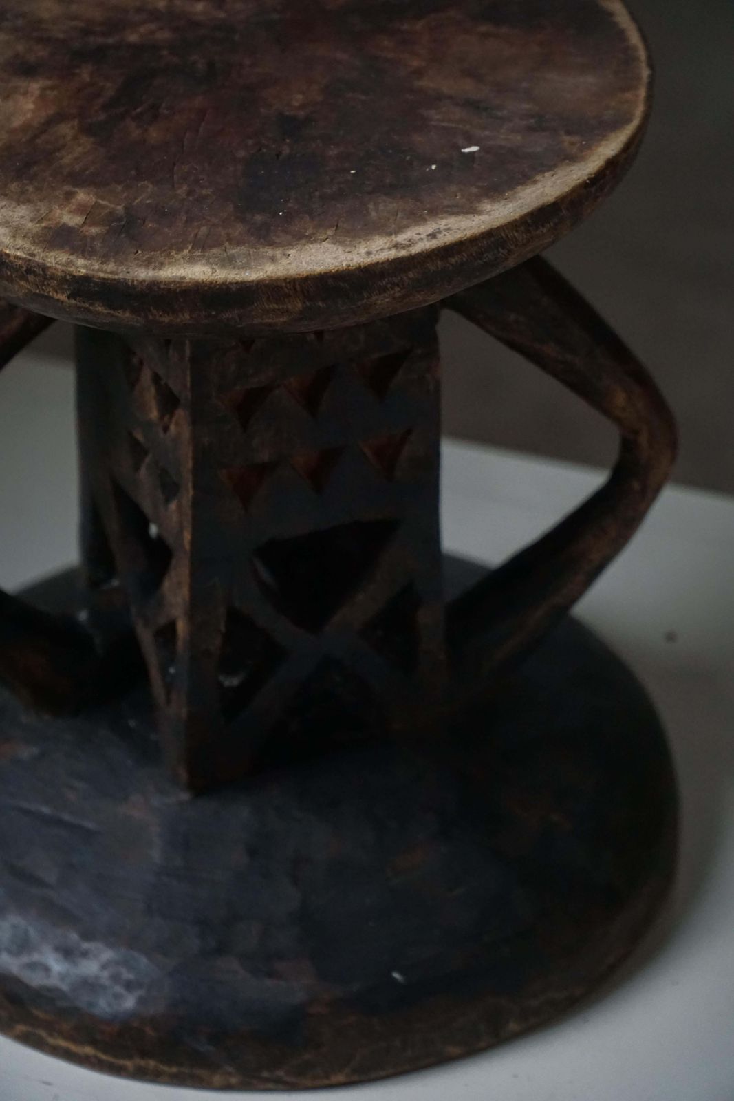photo buy Carved Tonga (Batonga) Hardwood Stool With Geometric Motifs, 20th Century, 1960s