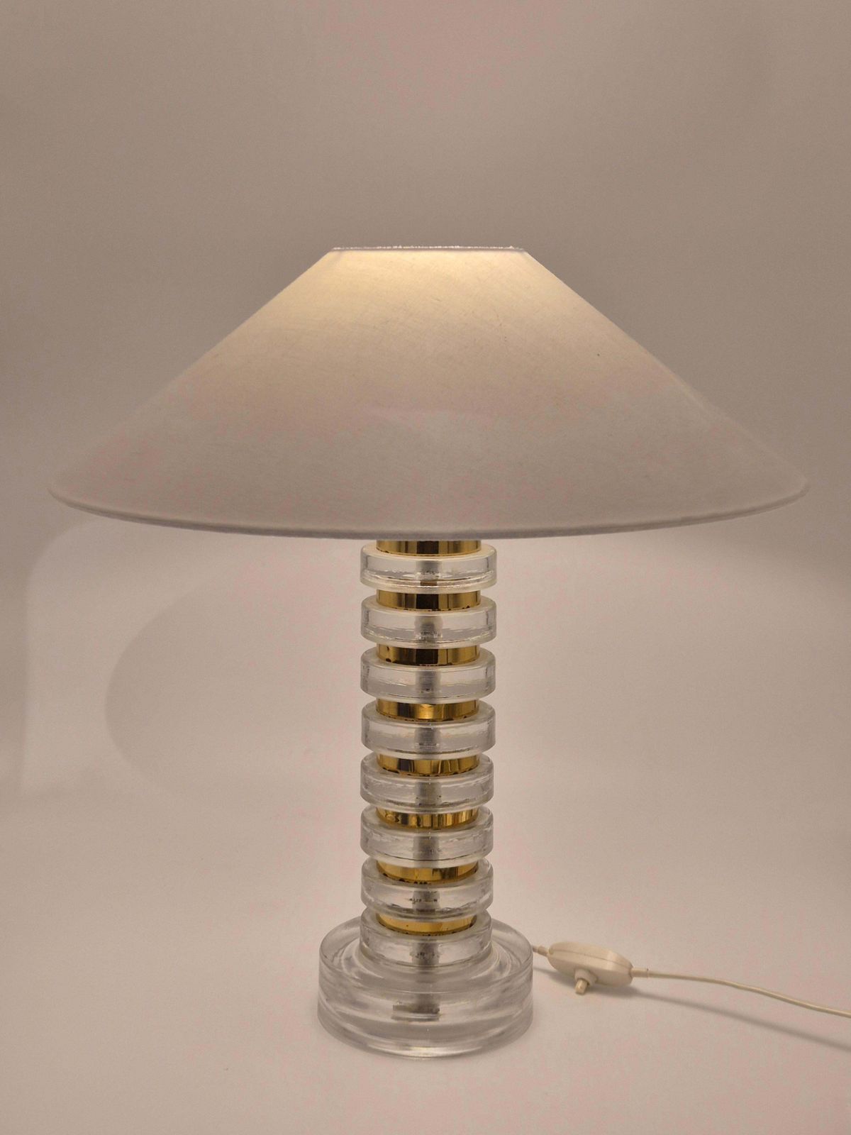 photo furniture Rare Scandinavian / Midcentury Modern Table Lamp With Orrefors Glass And Brass