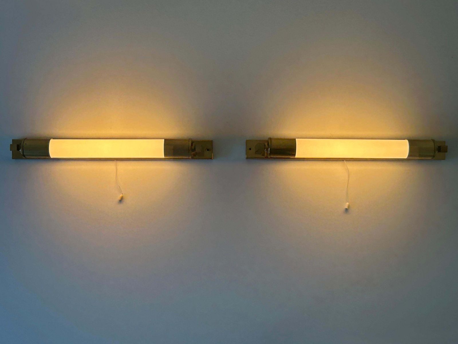 Set Of Two Rare Art Deco Bauhaus Bedside Sconces Or Wall Lamps Germany 1950s photo vintage