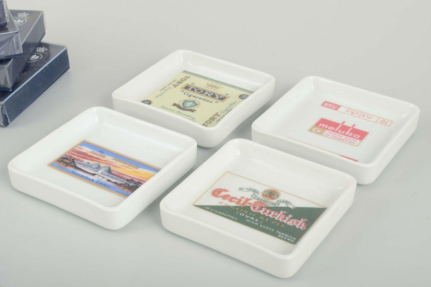 Bing & Grøndahl. Set Of Four Square Porcelain Ashtrays. Denmark, 1980s photo for sale