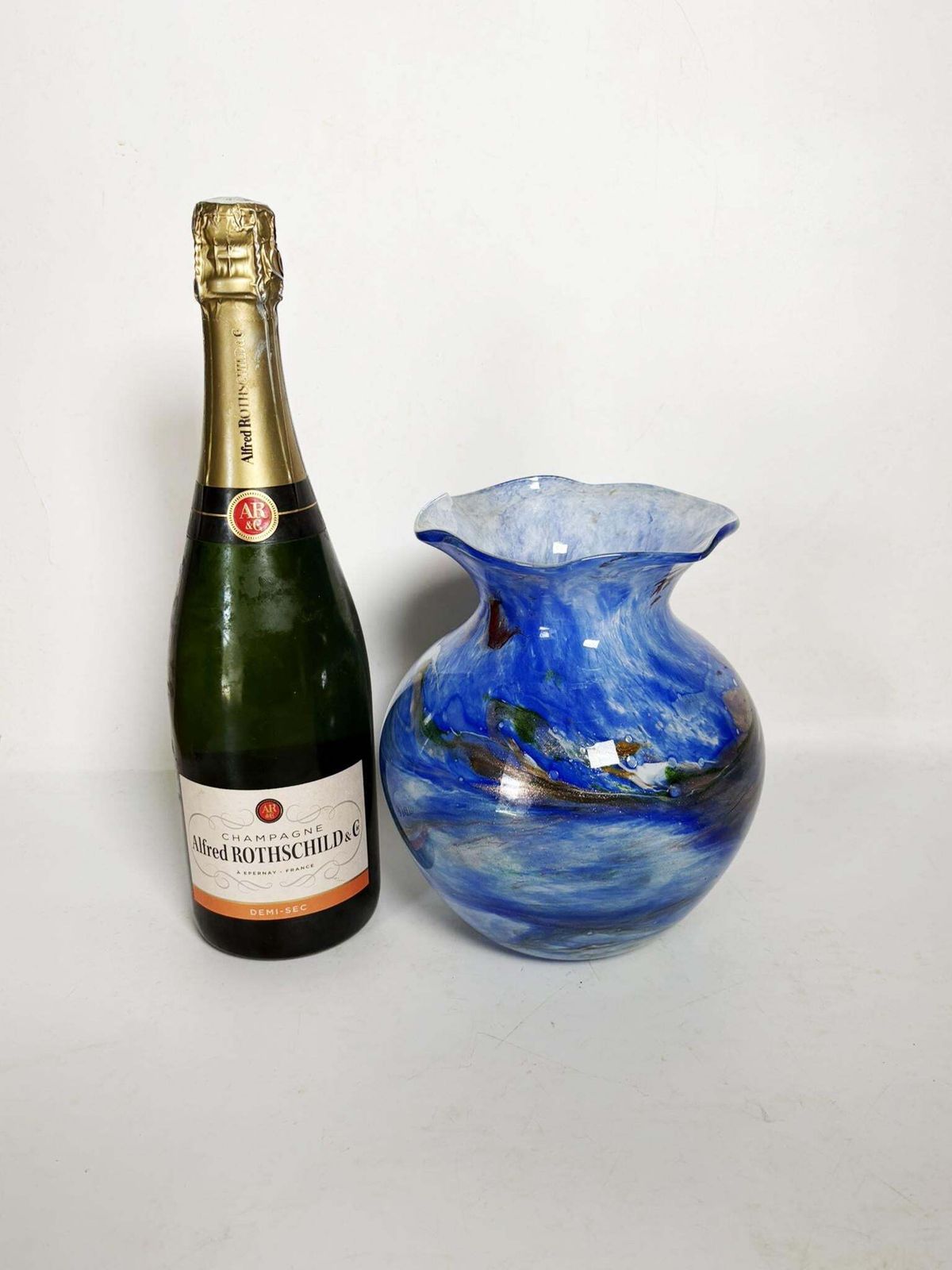 Blue Vase In Italian Glass, 1970, Italy photo for sale