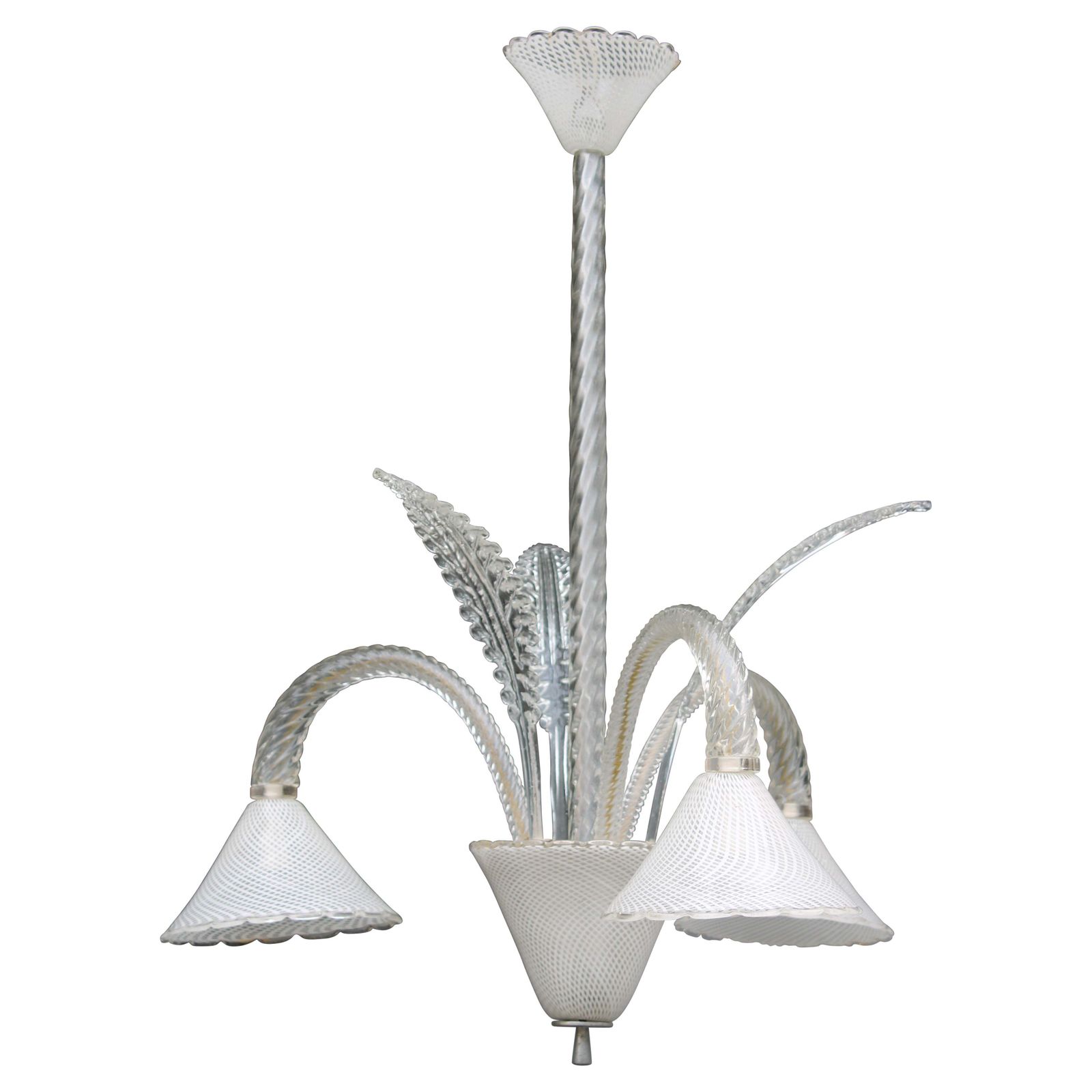 Venini Reticello 1940 Italian Murano Glass Chandelier