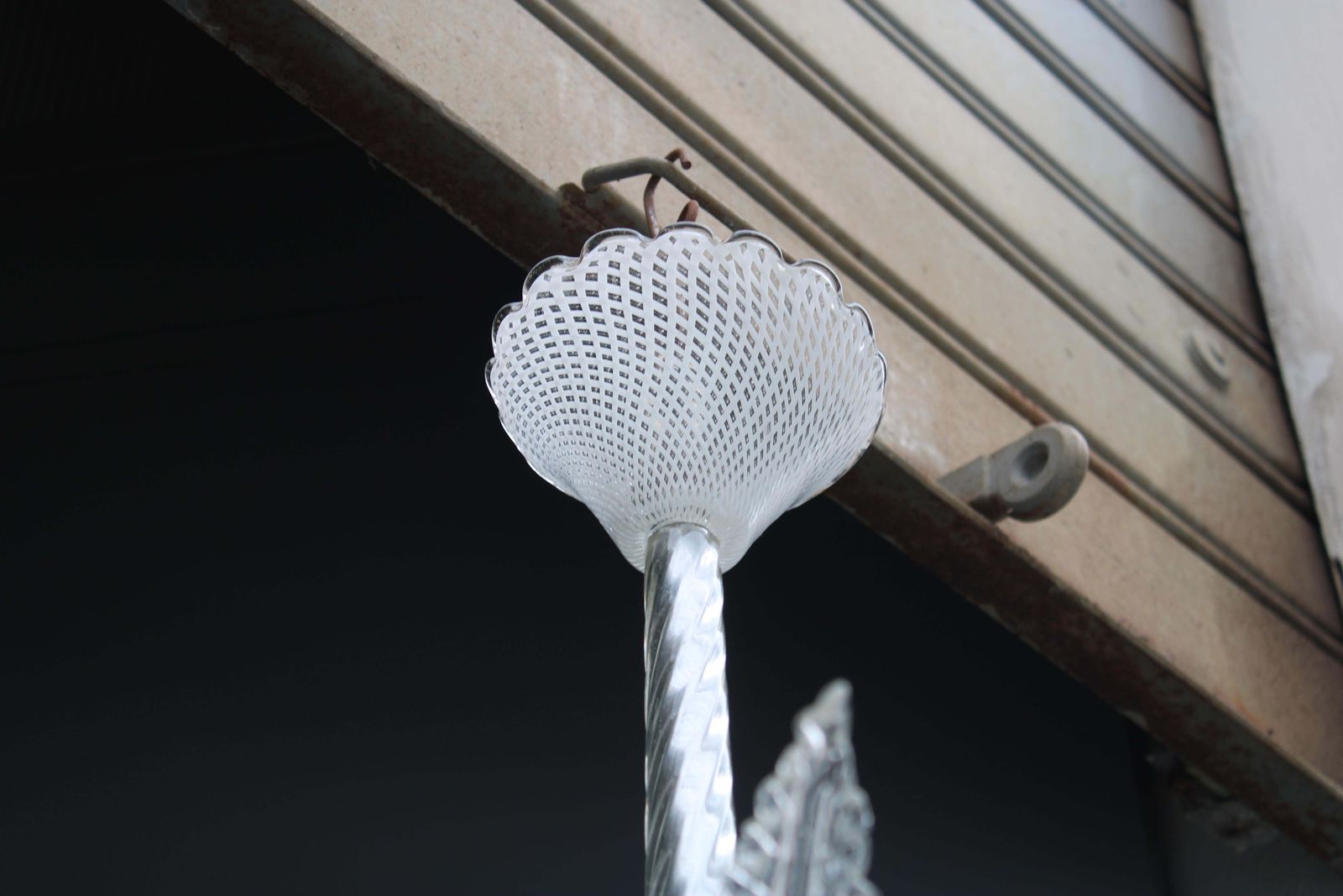 Venini Reticello 1940 Italian Murano Glass Chandelier photo vintage