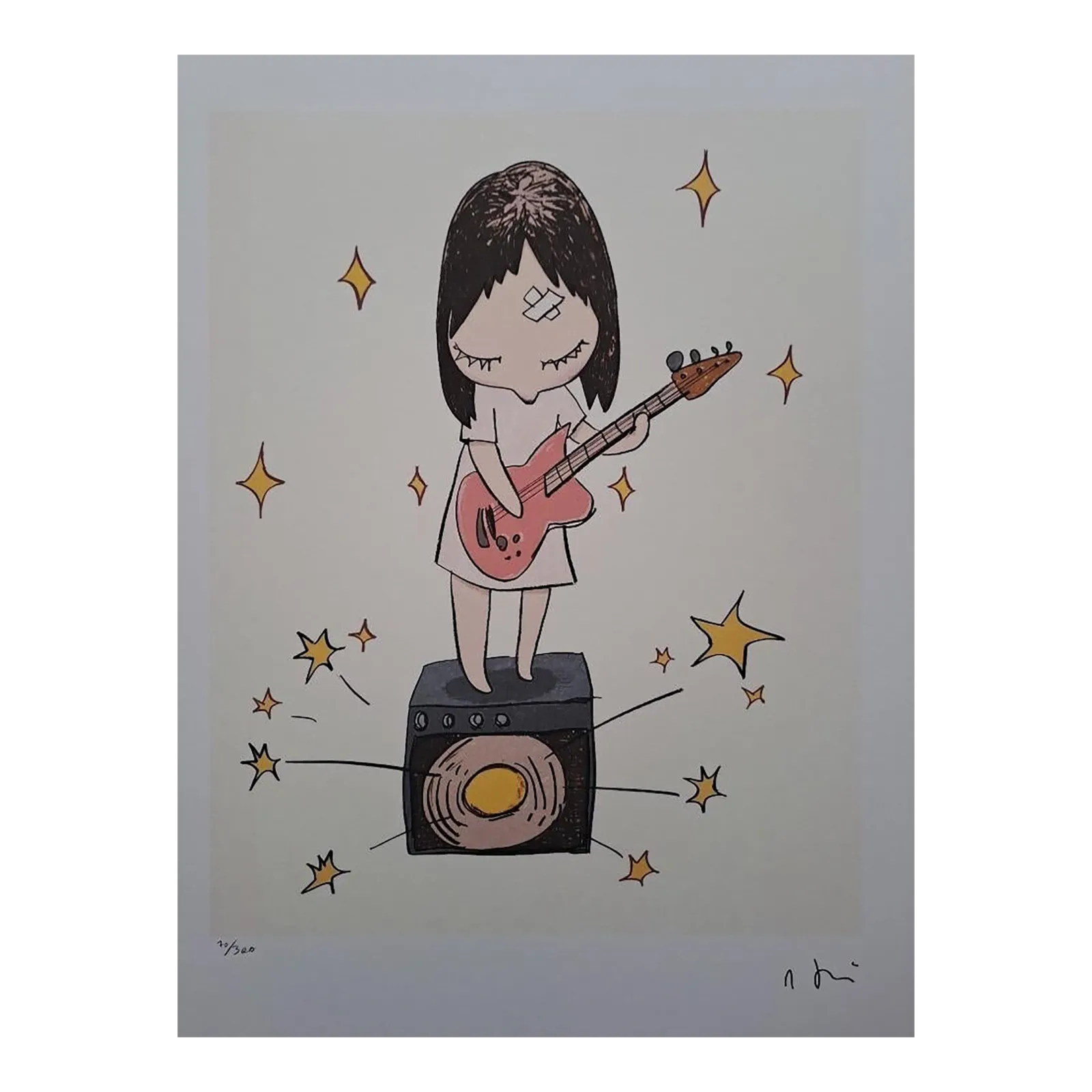 After Nara Yoshitomo, Guitar Girl, 1990s, Limited Edition Lithograph
