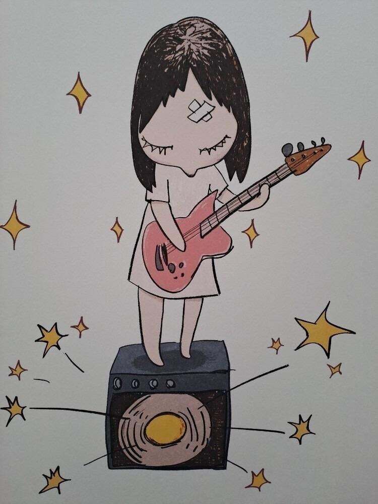 After Nara Yoshitomo, Guitar Girl, 1990s, Limited Edition Lithograph photo Art