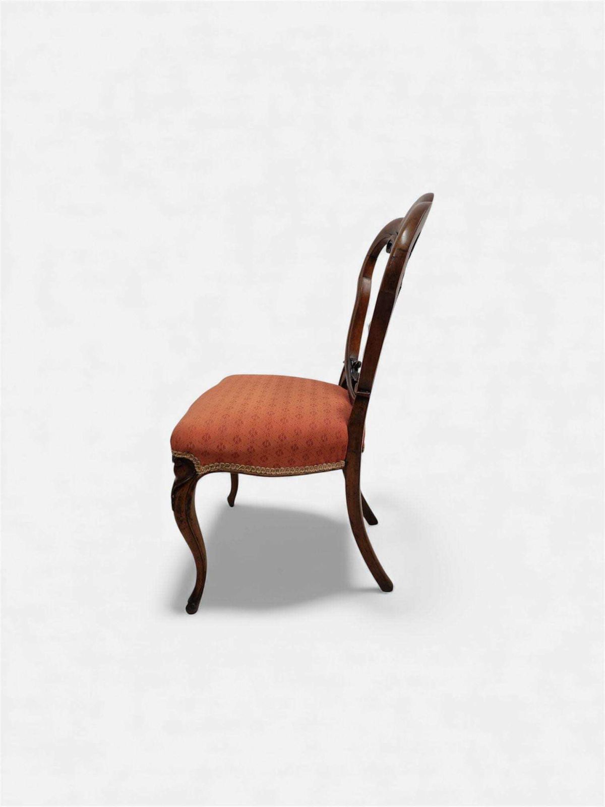 Antique Walnut Side Chair / C.1890 / Pierced Splat Back photo for sale