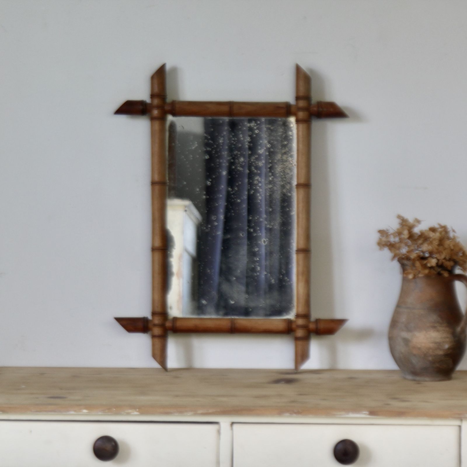 1920s French Faux Bamboo Mirror photo furniture
