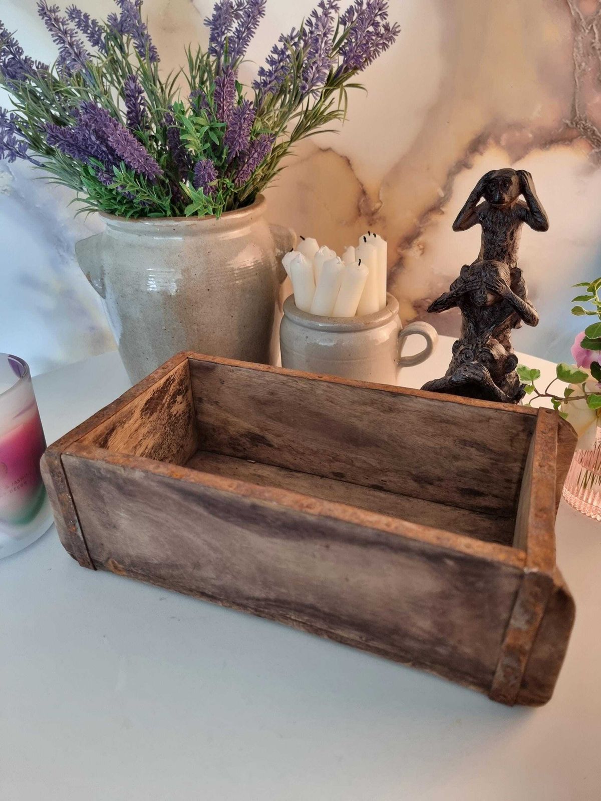 Antique Wooden Brick Mold, Rustic Farmhouse Home Decor, Planter photo for sale