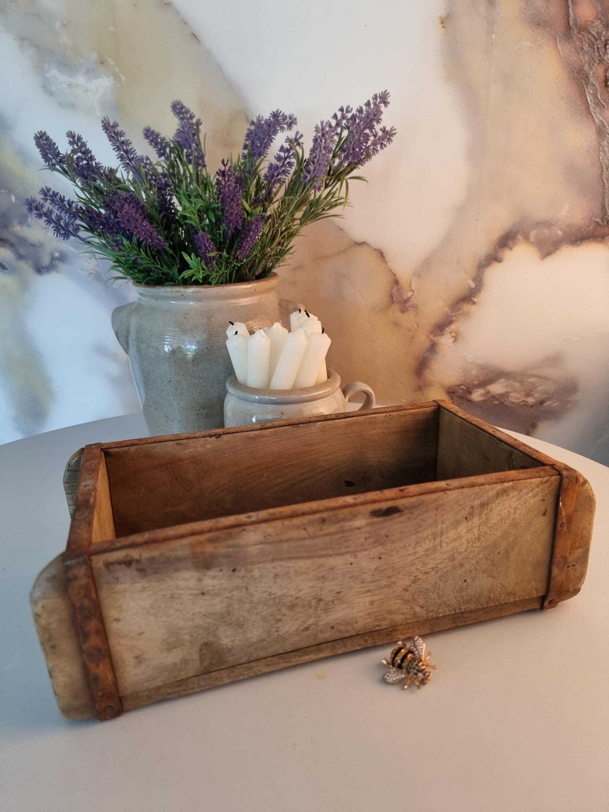 Antique Wooden Brick Mold, Rustic Farmhouse Home Decor, Planter photo vintage