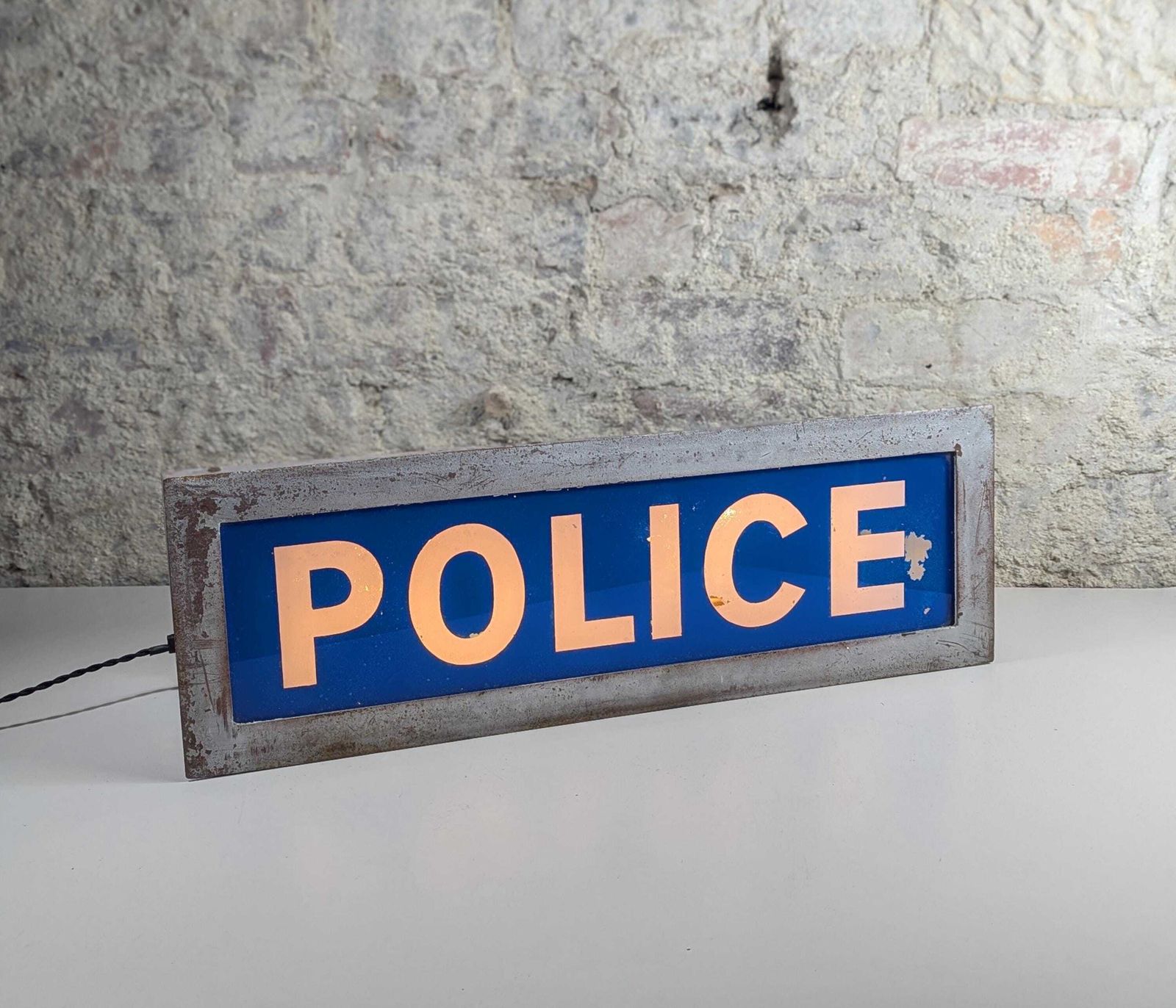 Vintage 1970s Police Station Sign – Authentic Decor With Working Light