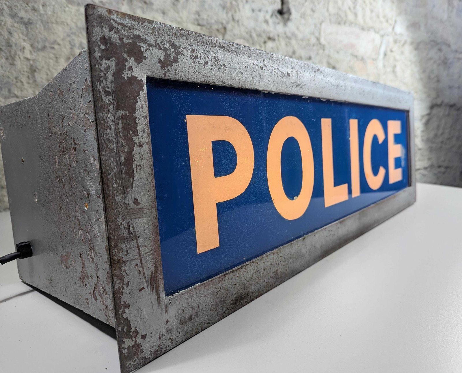 Vintage 1970s Police Station Sign – Authentic Decor With Working Light photo 750.0
