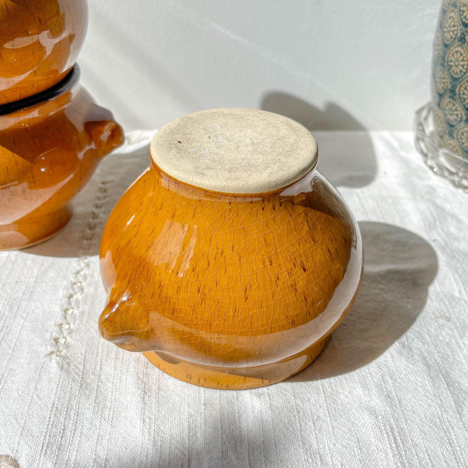 photo furniture 5 Vintage Lion Head Bowls In Speckled Ochre Stoneware Emile Henry Style – Made In France – Soup Bowls, Retro Tableware, Stoneware Bowl
