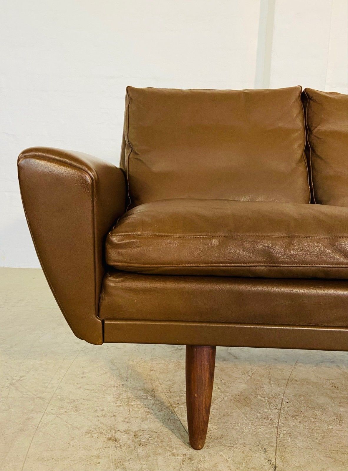 Vintage Retro Danish Mid Century G. Thams  4 Person Sofa  In Brown Leather 1960 photo Furniture