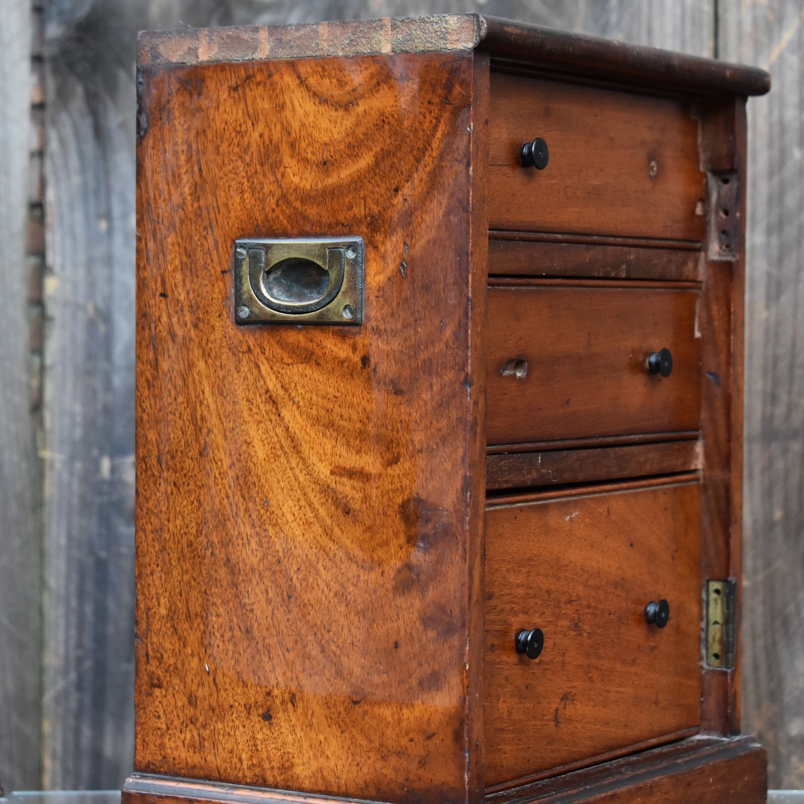 Antique Mahogany Campaign Miniature Apprentice Specimen Bank Of Drawers photo vinterior