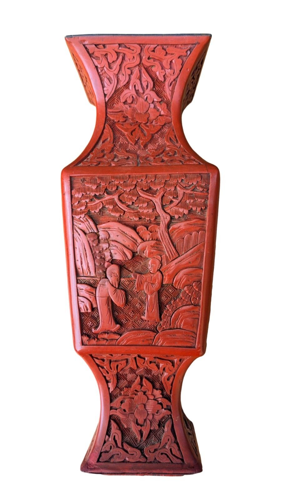 Pair Of Chinese Cinnabar Lacquer Vases 19th Century photo buy