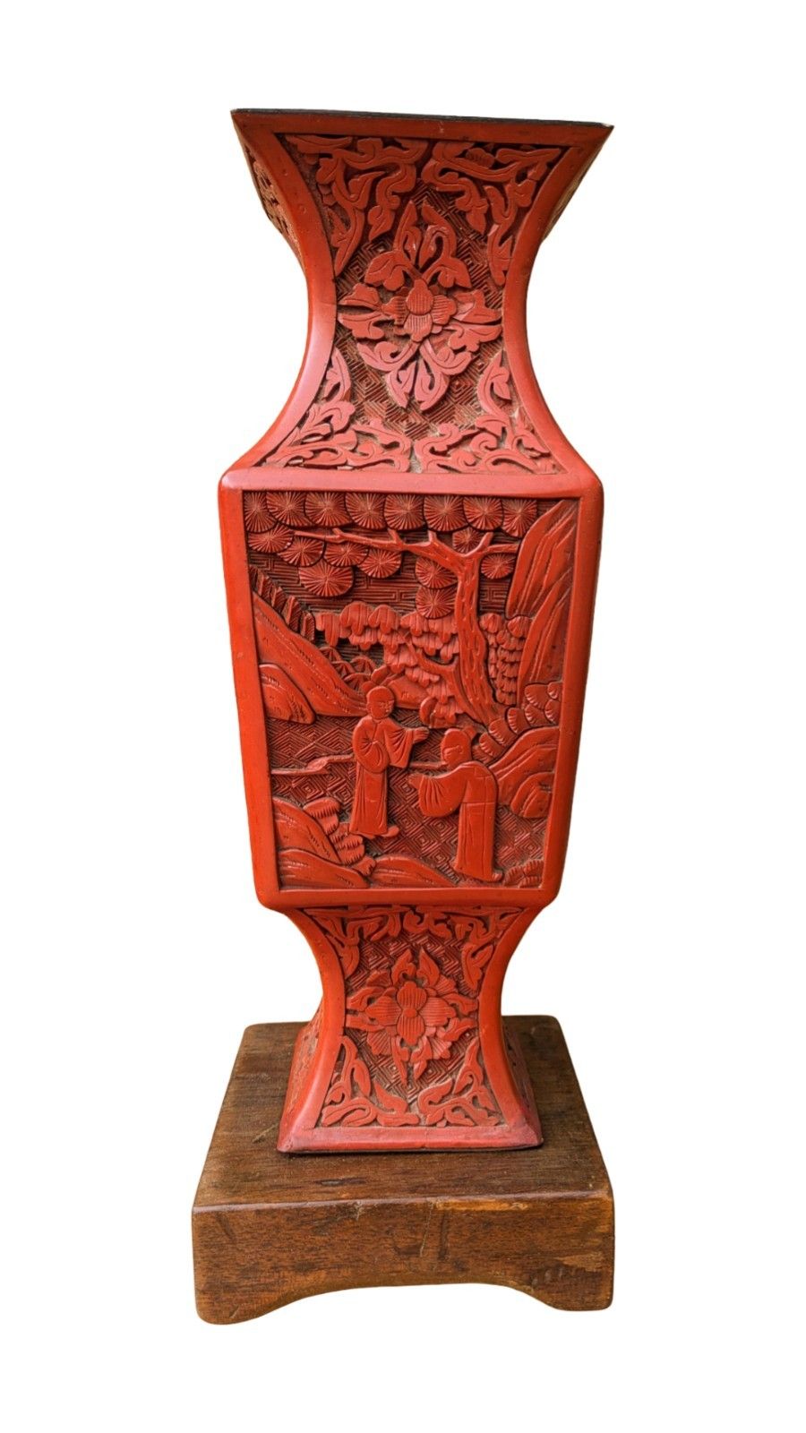 photo for sale Pair Of Chinese Cinnabar Lacquer Vases 19th Century