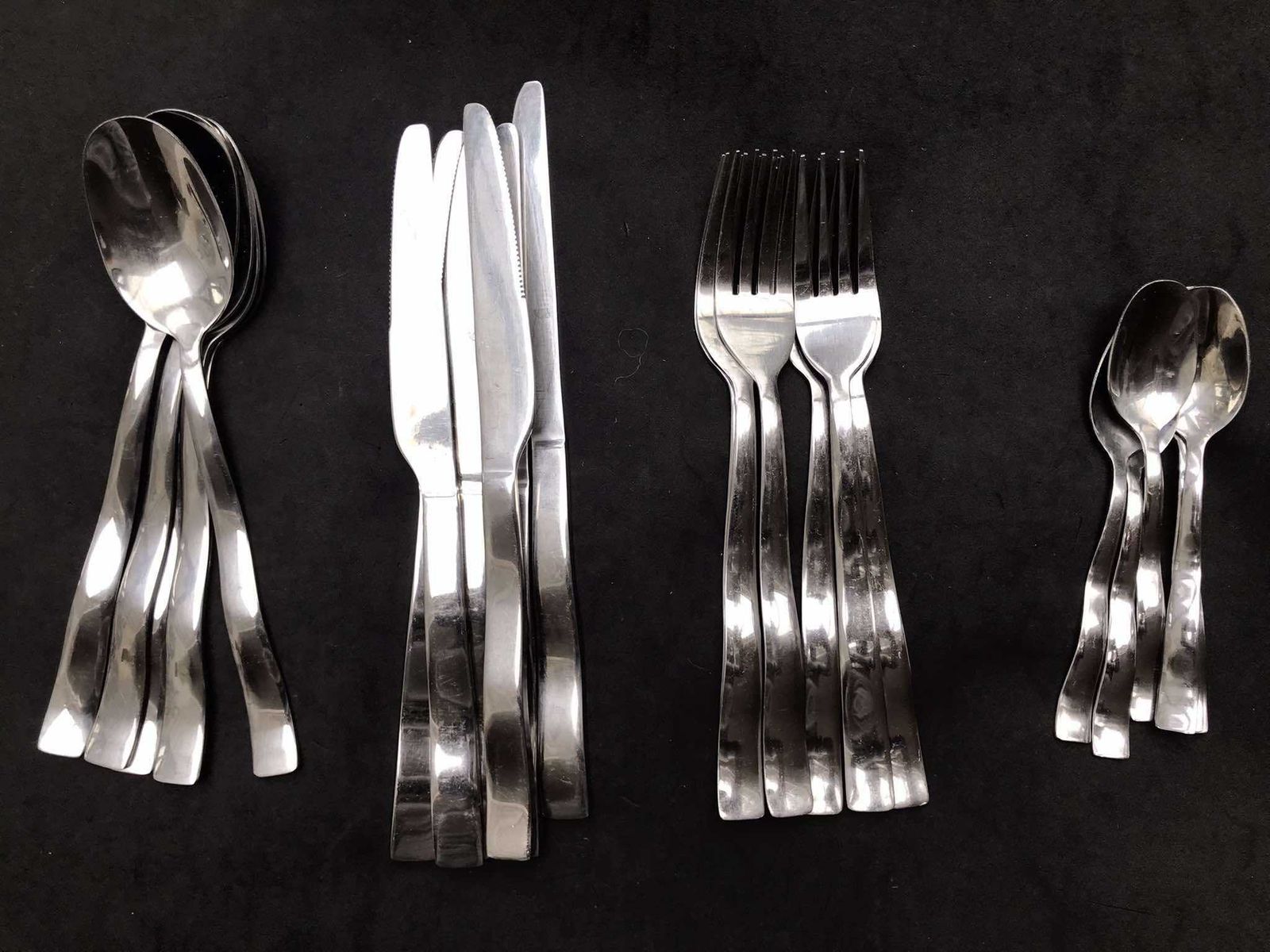 photo furniture Modernist French Flatware Set For 5, Waved Stainless Steel Cutlery