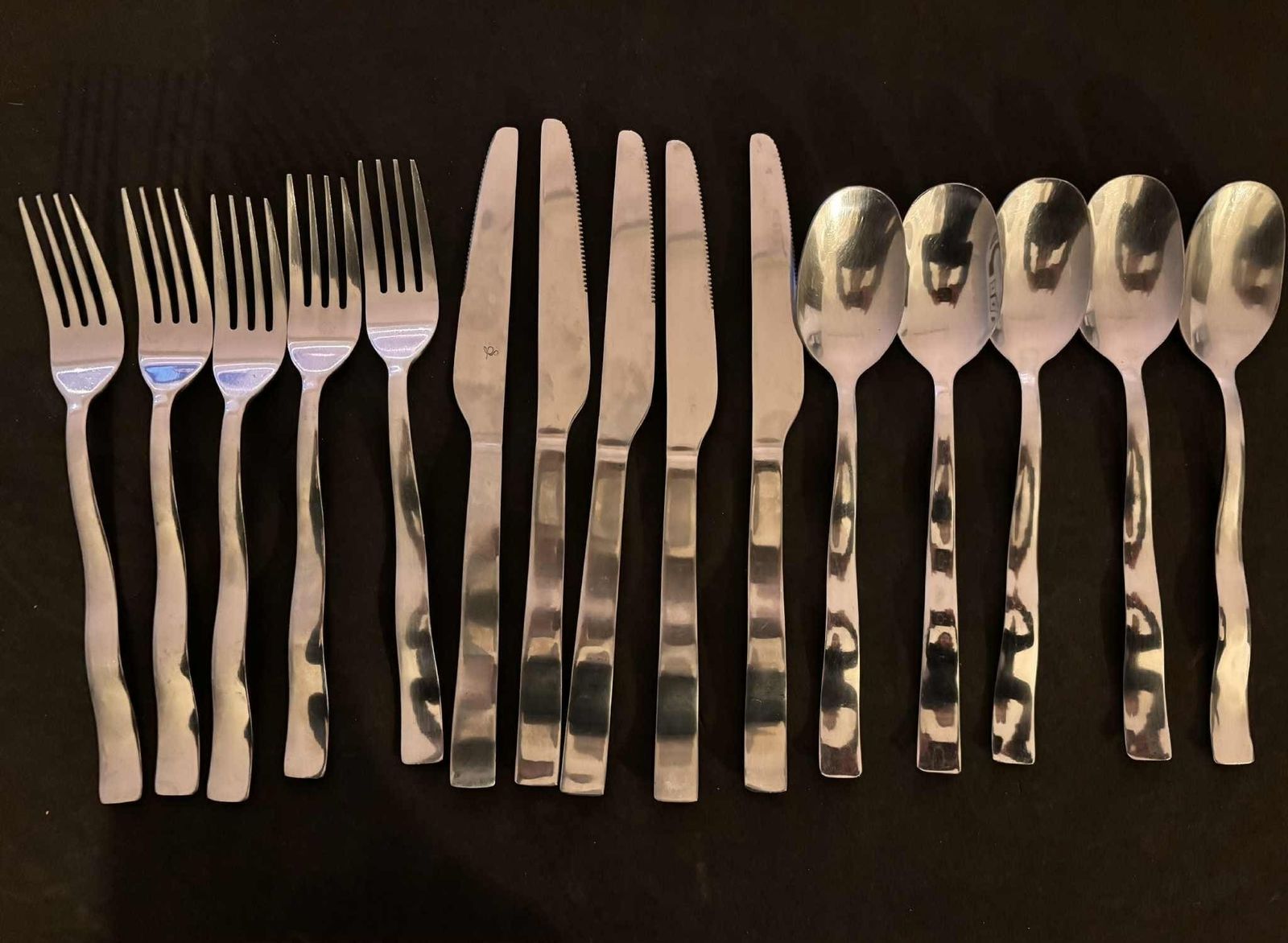 Home Decor Modernist French Flatware Set For 5, Waved Stainless Steel Cutlery photo