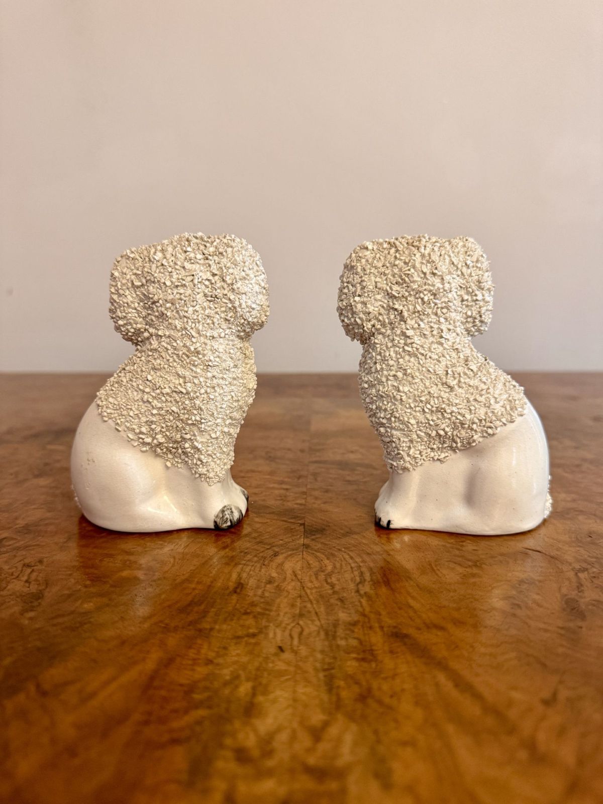 Lovely Quality Pair Of Antique Miniature Poodles photo Art
