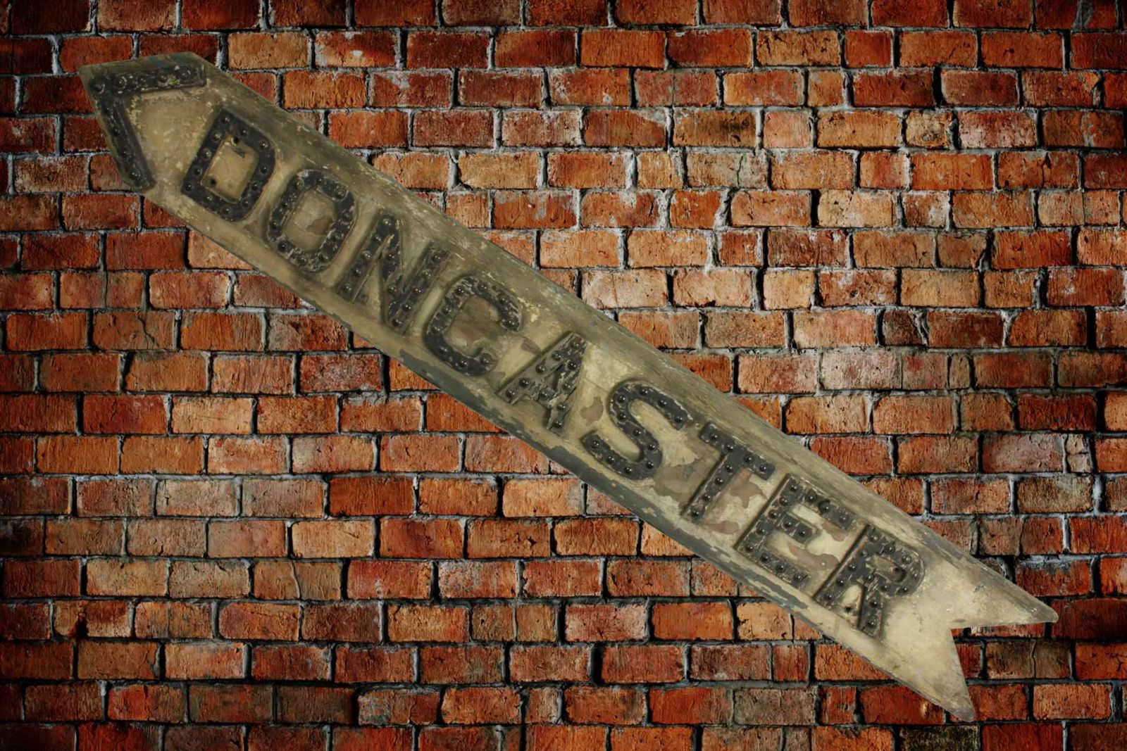Large Wood Doncaster Direction Sign. Antique Rustic Glass Reflectors. photo Home Decor