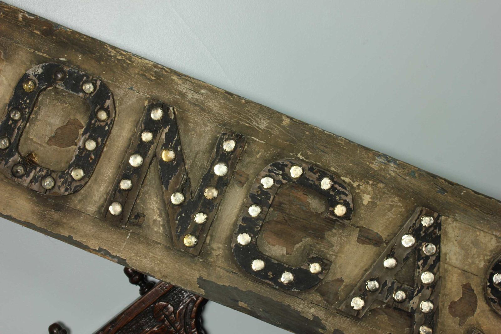 Large Wood Doncaster Direction Sign. Antique Rustic Glass Reflectors. photo 1245.0
