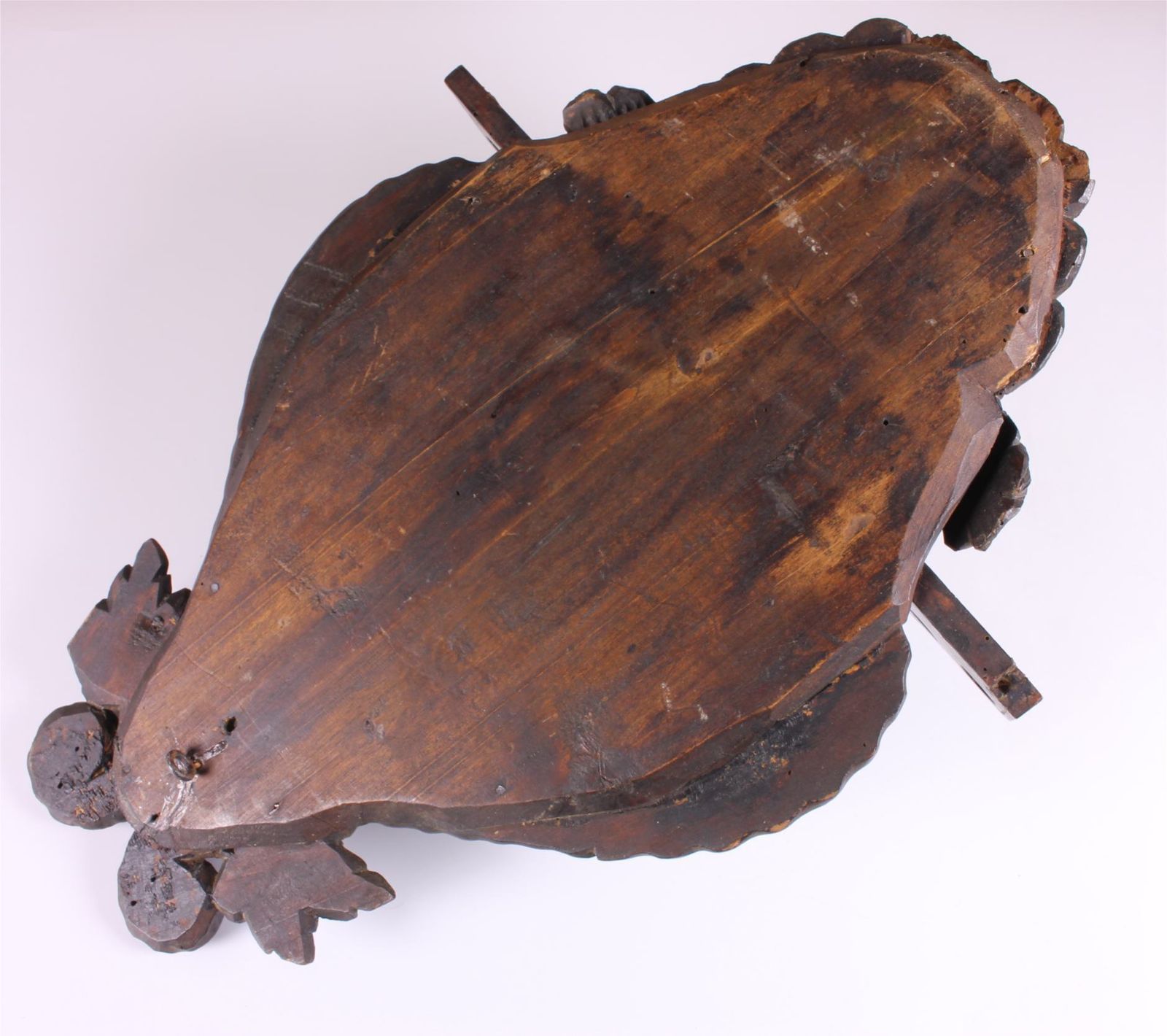 photo for sale Antique Grotesque Face Wall Shelf. 19th Century Wood Demon Pipe Rack.