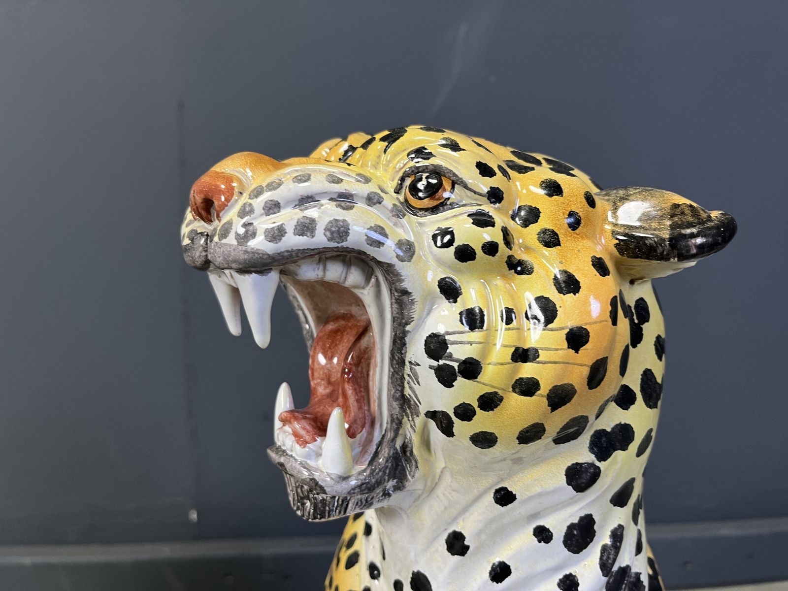 Pair Of Italian Glazed Terracotta Leopard Figures, 1960s photo 1500.0