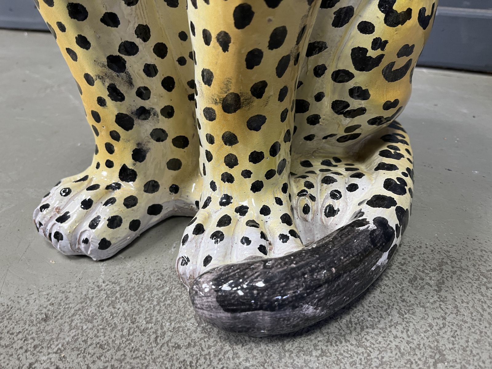 Pair Of Italian Glazed Terracotta Leopard Figures, 1960s photo buy