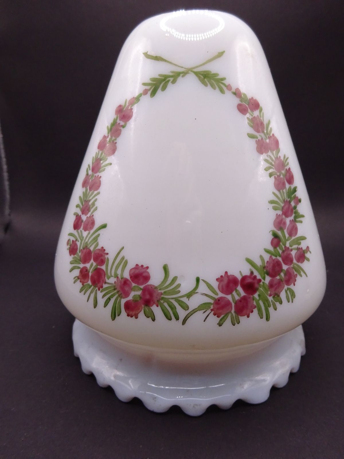 Late 1800s Early 1900s Reclaimed Floral Opal Glass Sconce Shade E27 5" photo vintage
