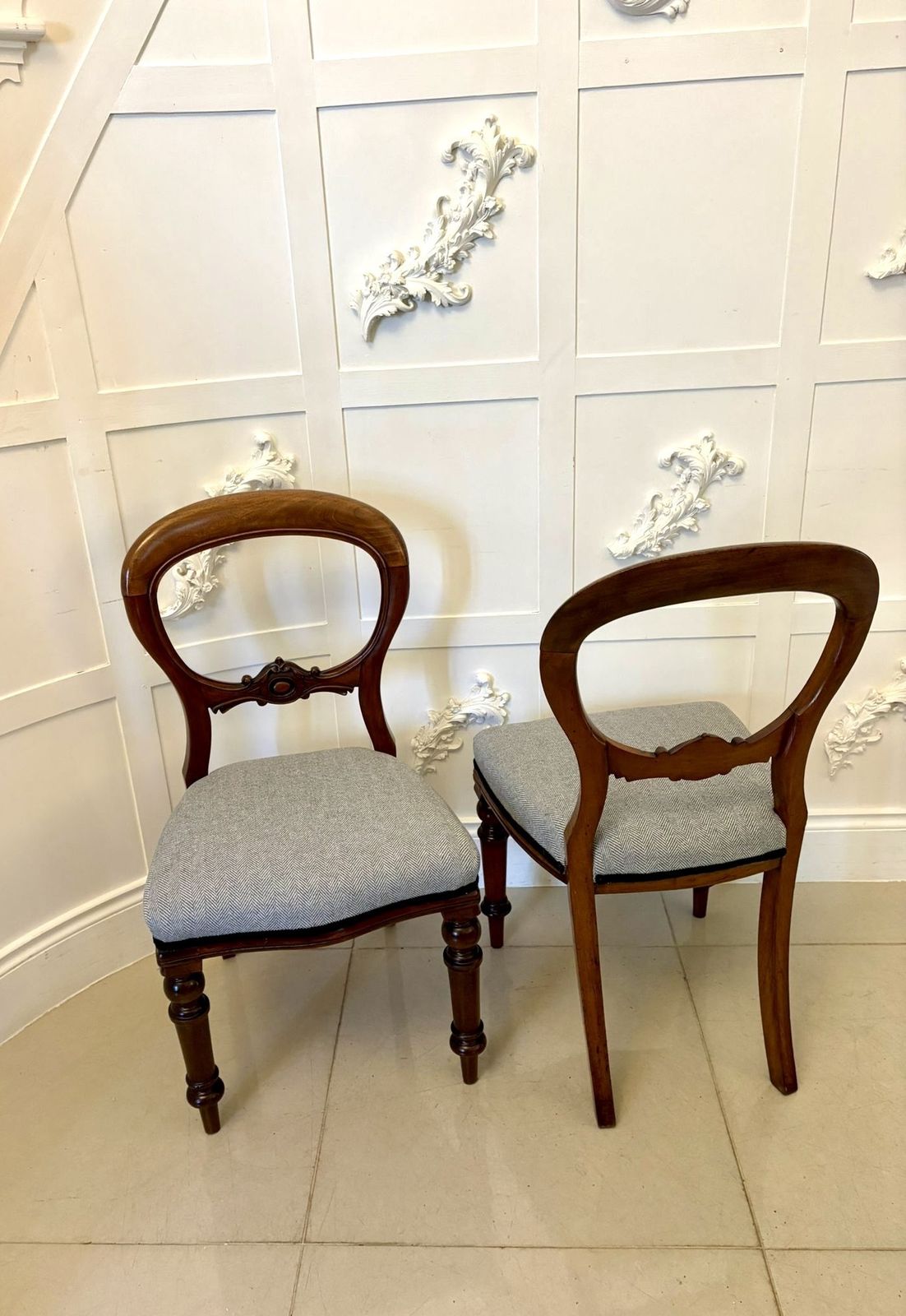 Antique Set Of Eight Quality Mahogany Balloon Back Dining Chairs photo Furniture