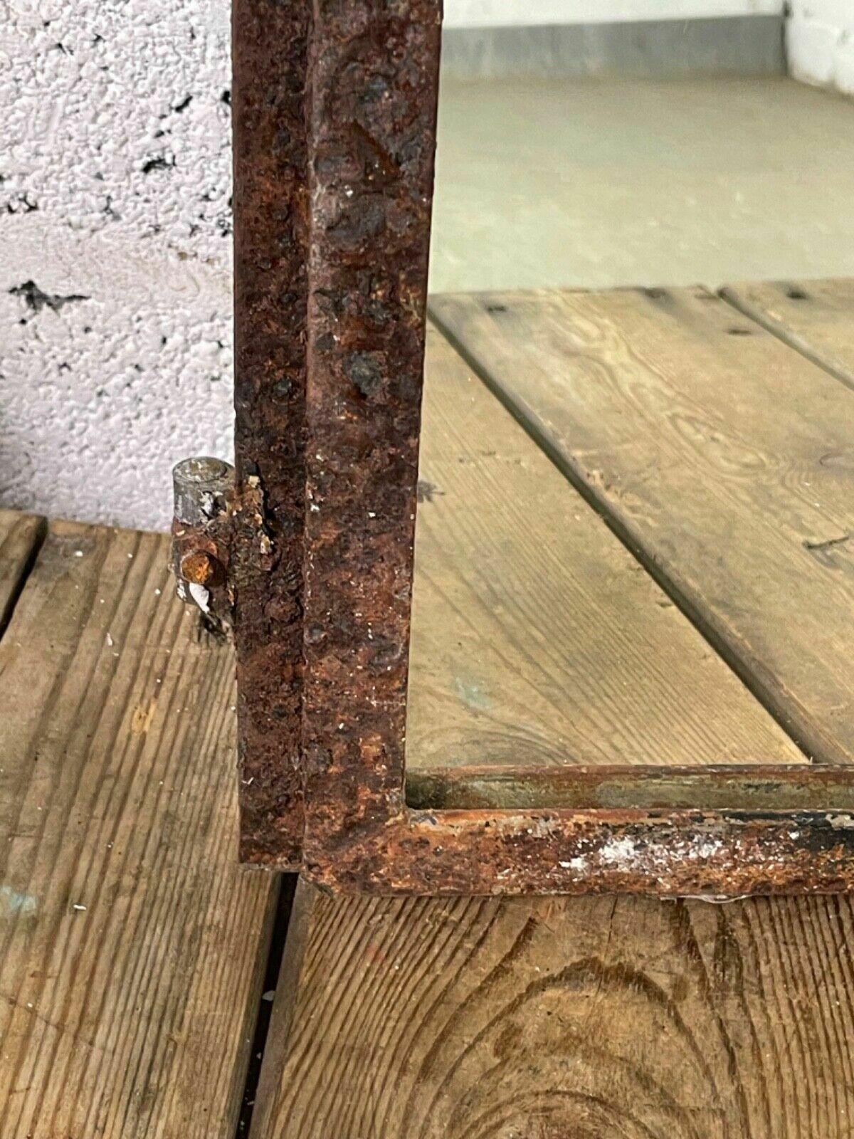 Vintage Reclaimed Industrial Cast Wrought Iron Metal Window Frame Garden Mirror photo vinterior