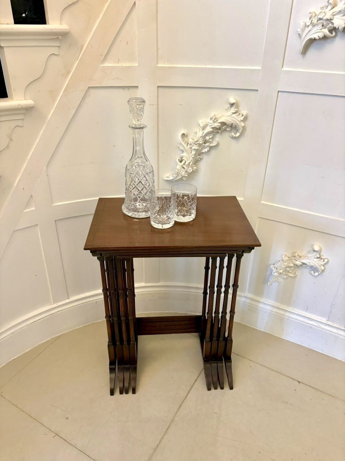 photo for sale Antique Mahogany Quartetto Nest Of Tables With Satinwood Inlay