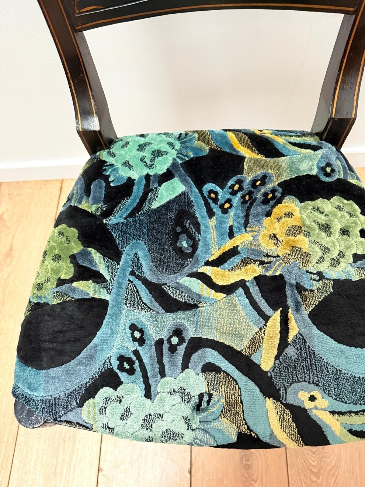 photo for sale 19th Century Regency Chair Ebonized Gilt Hand Painted 0005.