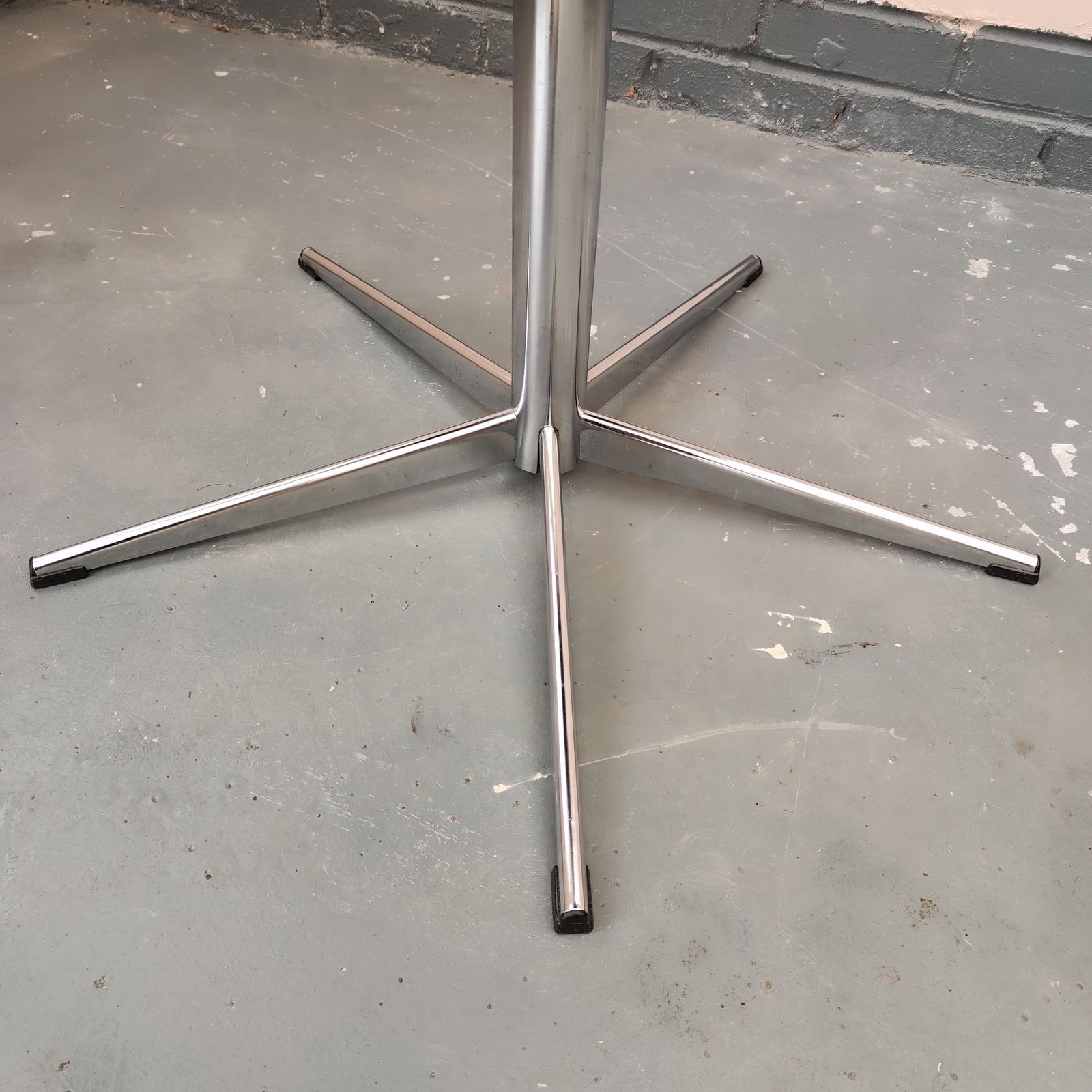 photo for sale Mid Century Smoked Glass Dining Table With 4 Reupholstered Designer Chairs