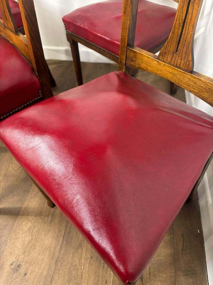 photo buy Set Of Four Early 20th Century Oak Art Nouveau Dining Chairs