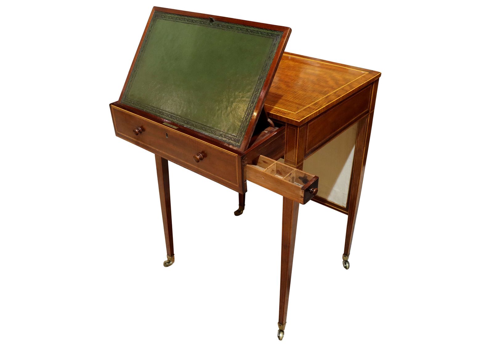 George III Sheraton Period Mahogany & Satinwood Screen Writing Table, Circa 1790