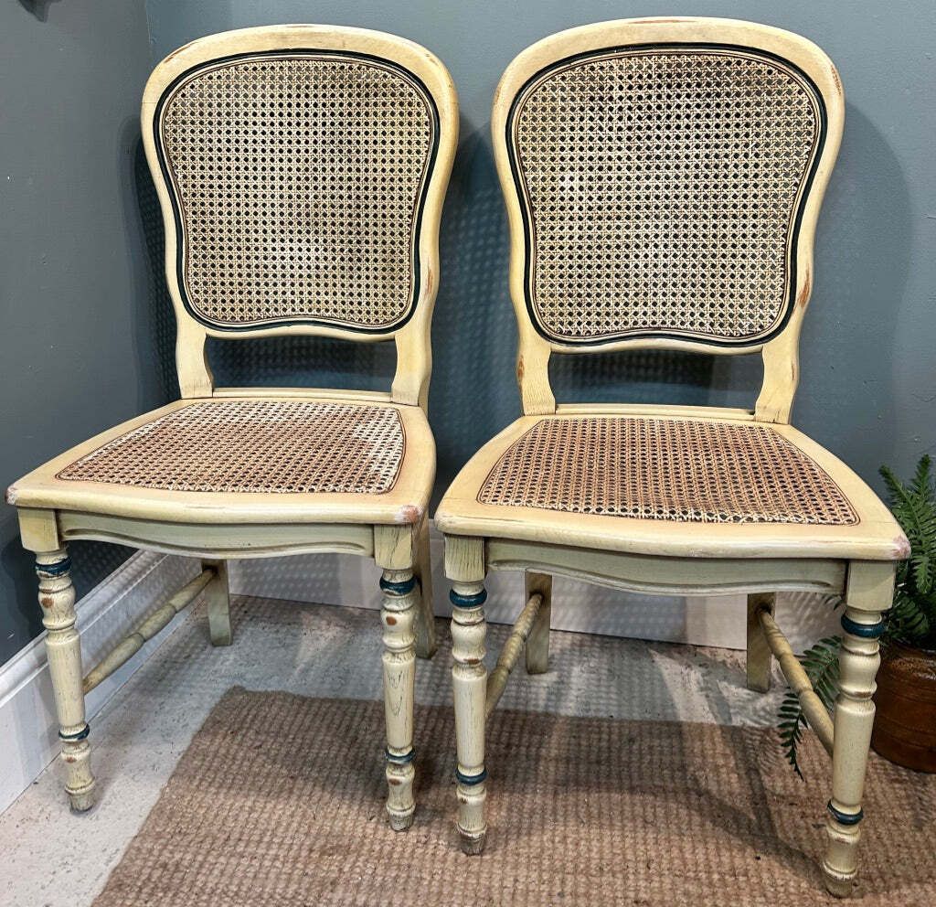 Pair Of French Vintage Painted Dinning Chairs