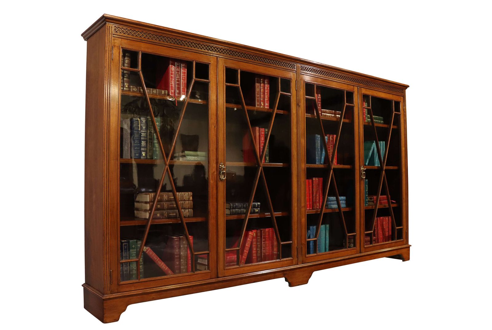 Large Edwardian Walnut Astragal Glazed Four Door Bookcase, S & H Jewell, C.1900 photo furniture