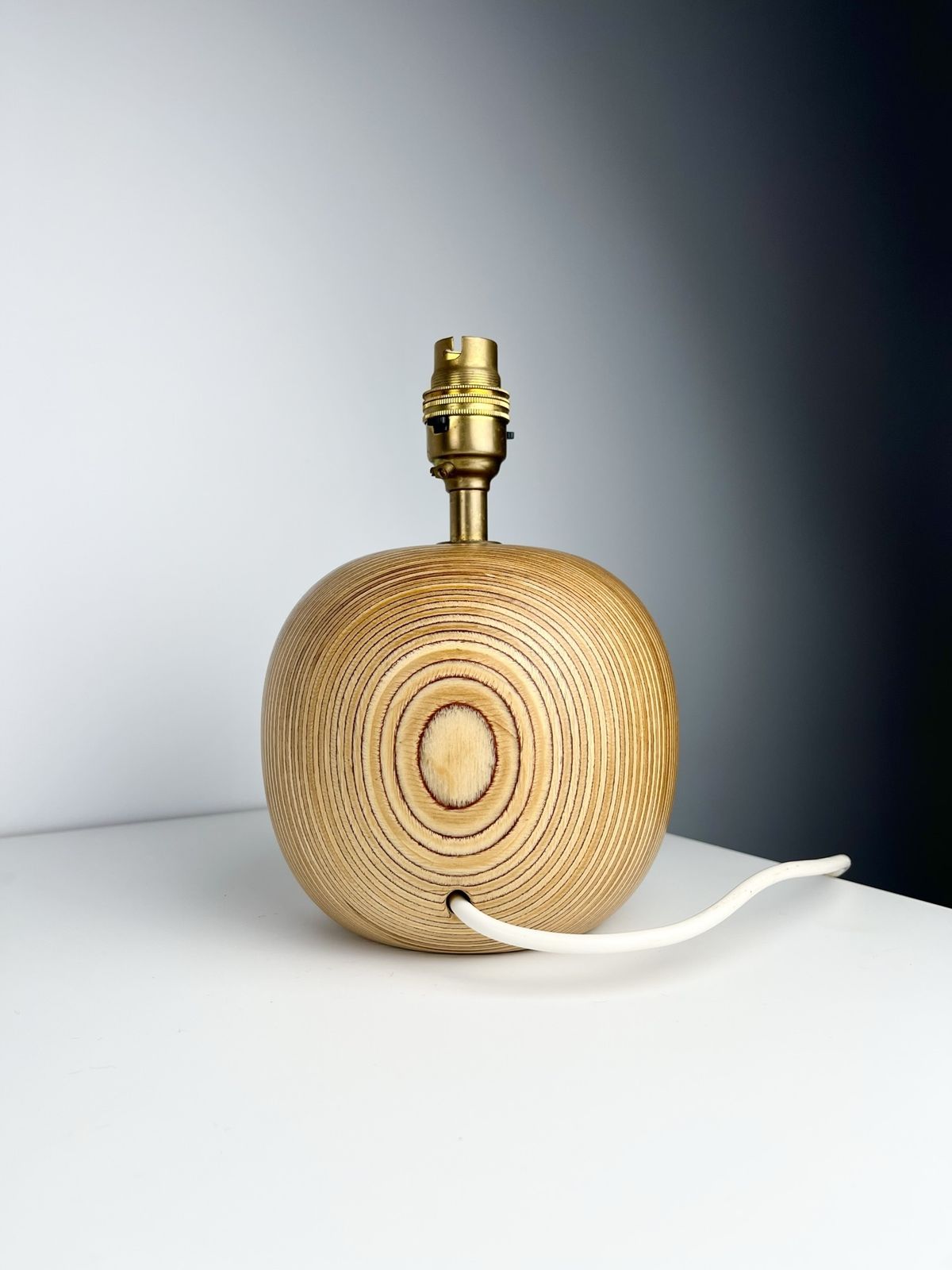Tactile Mid Century Mixed Wood Apple Lamp Base photo vintage