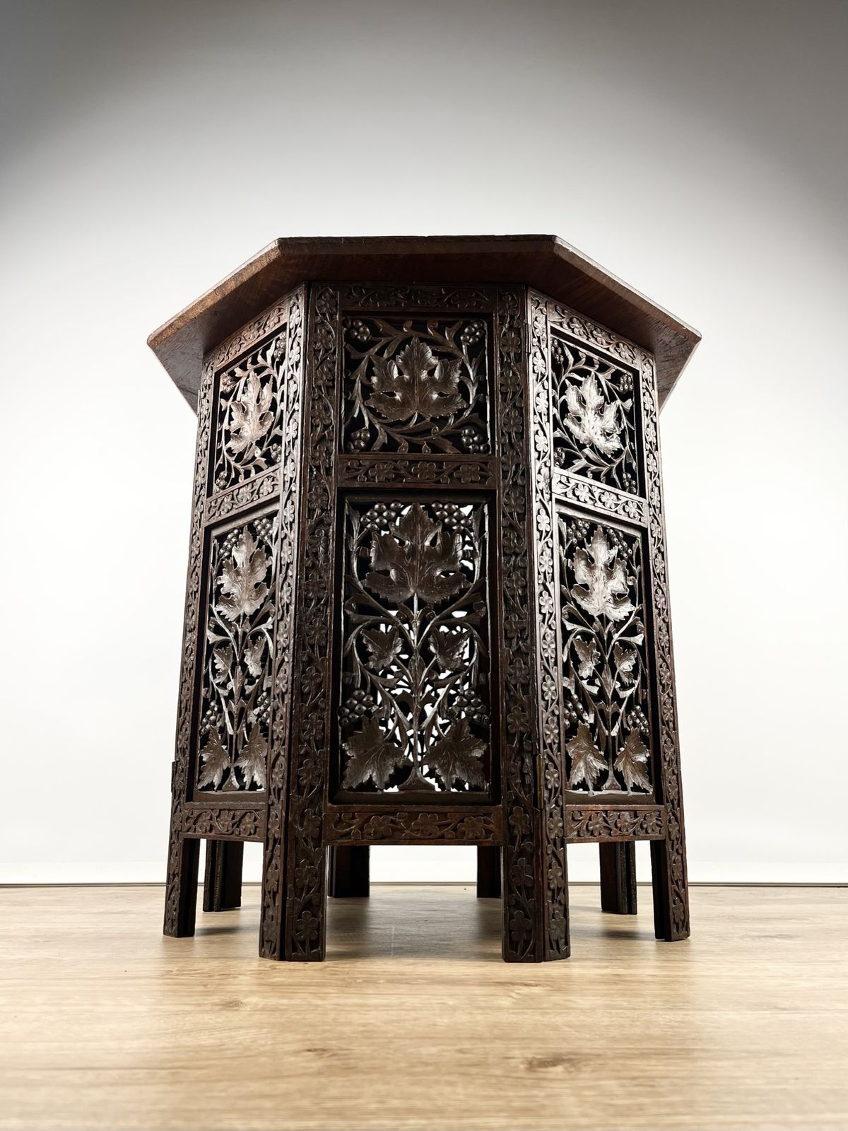 Beautifully Carved Indian Folding Side Table, Late 19th – Early 20th Century photo furniture