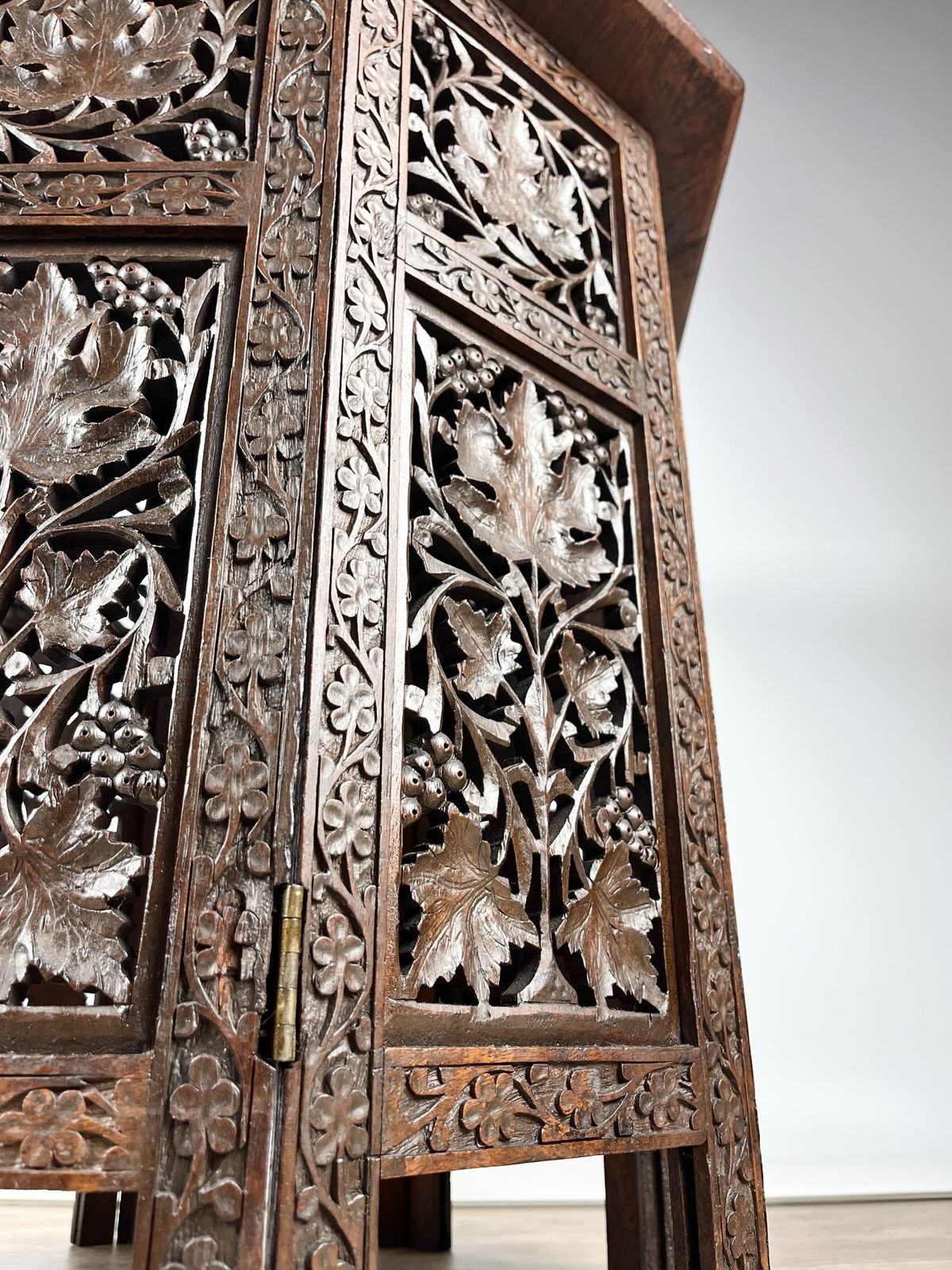 Beautifully Carved Indian Folding Side Table, Late 19th – Early 20th Century photo for sale