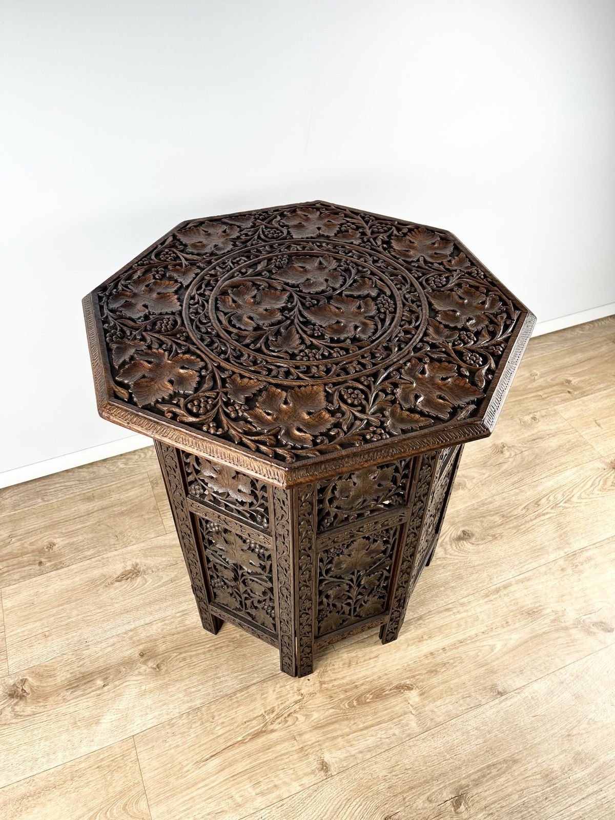 Beautifully Carved Indian Folding Side Table, Late 19th – Early 20th Century photo Furniture